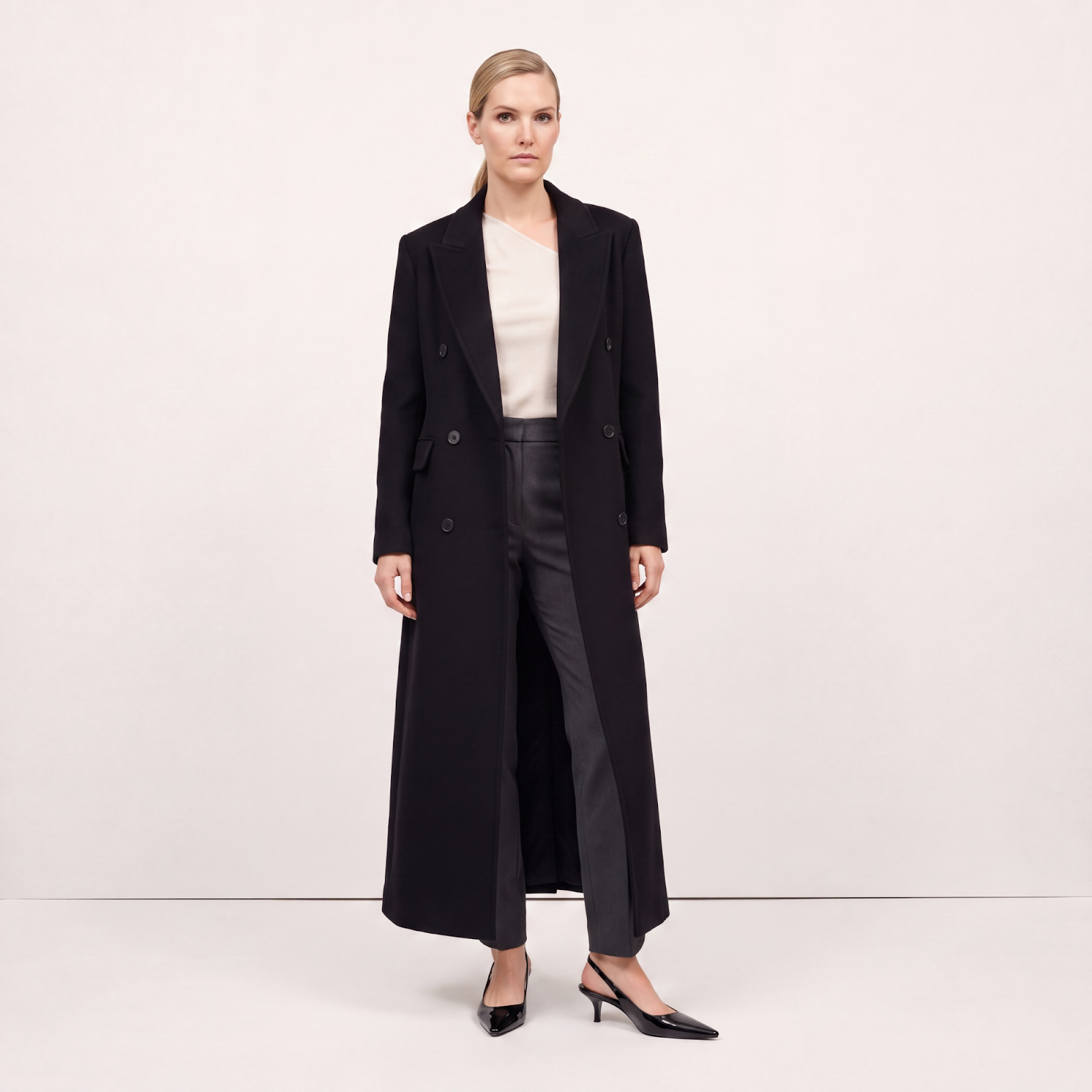 Noir Signature Full-Length Black 100% Cashmere Coat – The