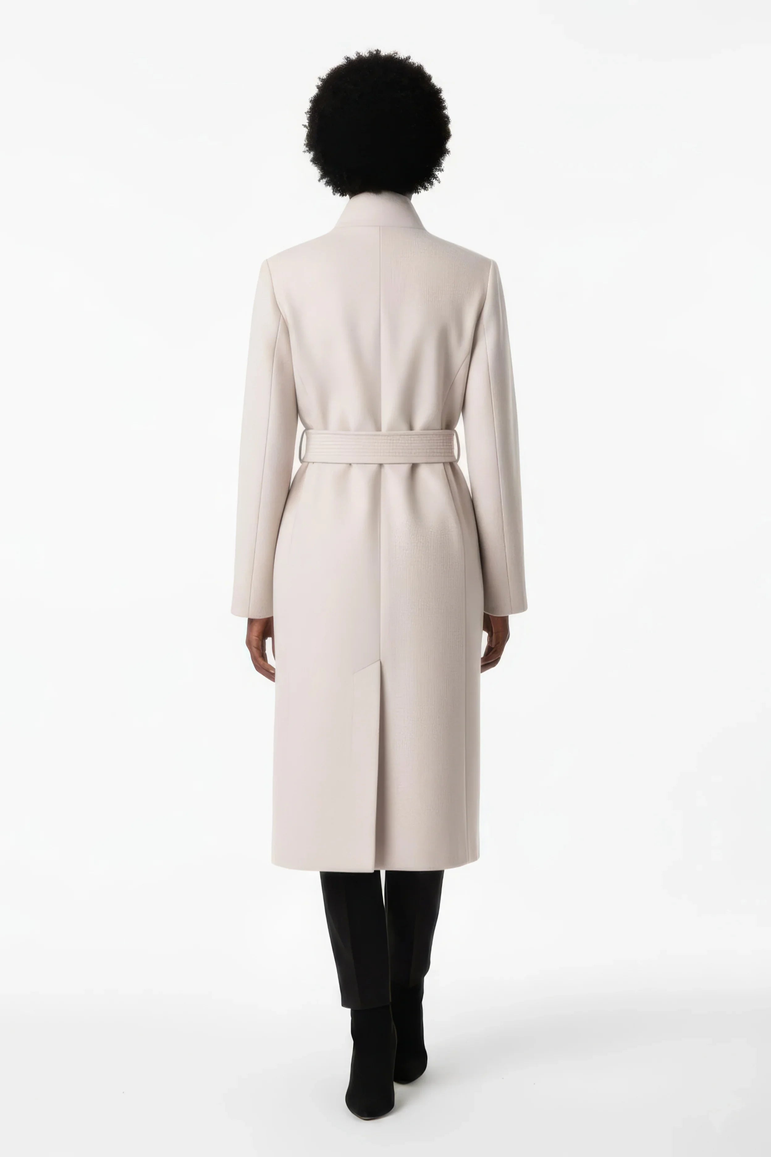 Luxury Belted High-Collar Blend Long Wrap Coat