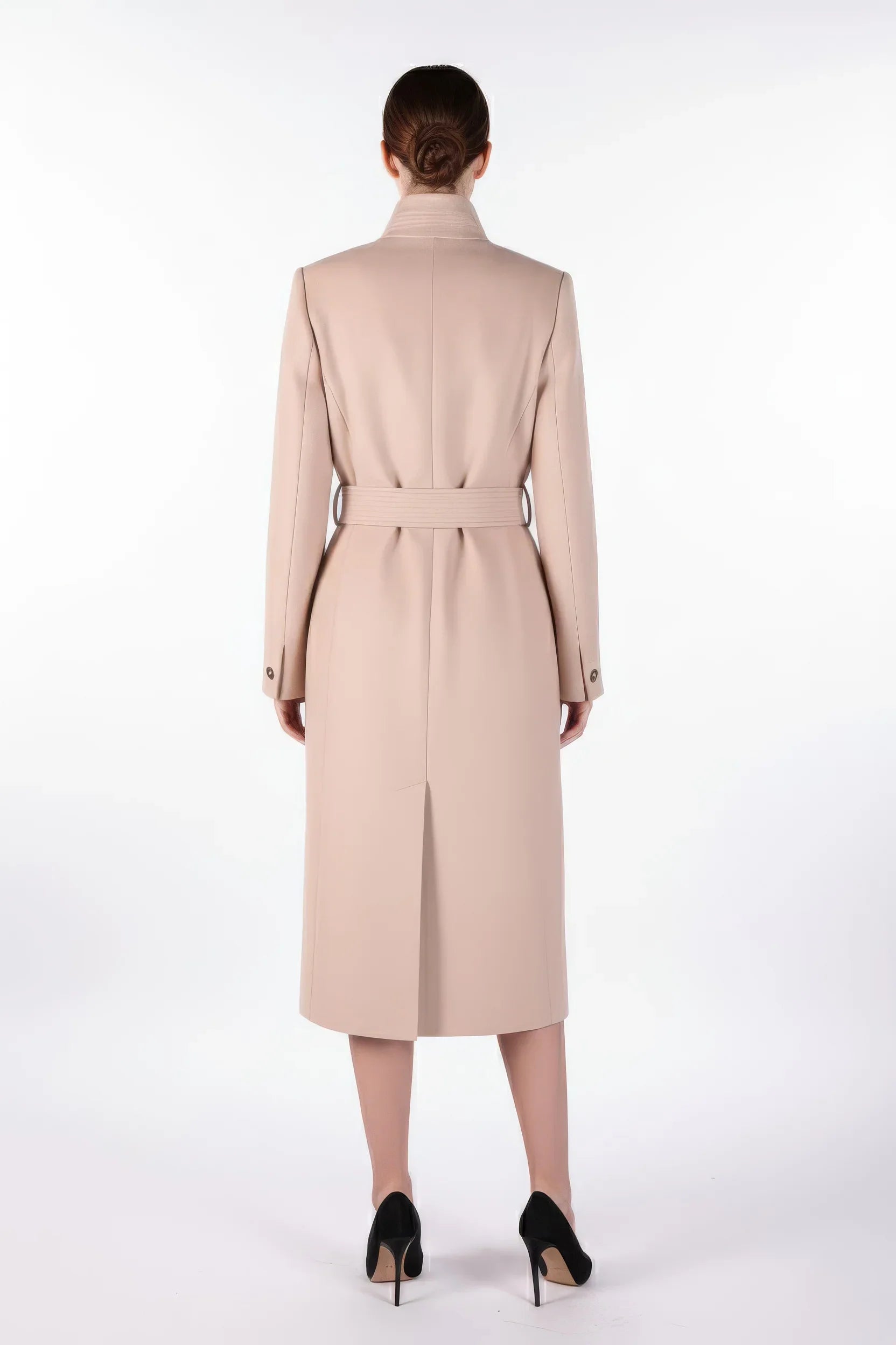 Classic Camel Wool Wrap Coat with Belt