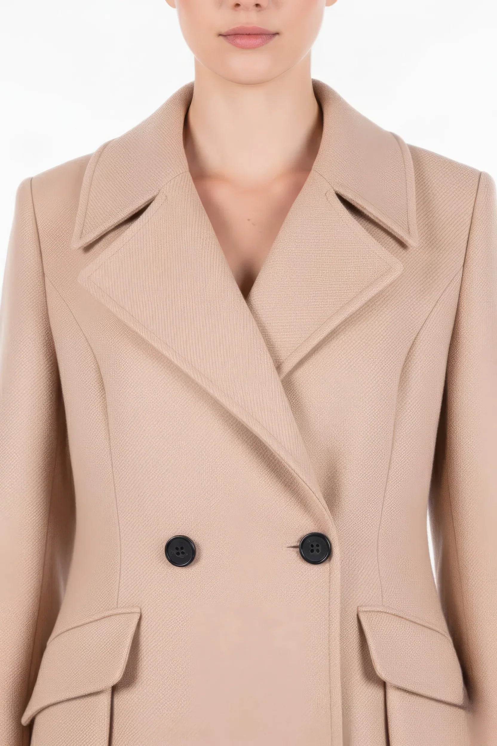 Dramatic Pleated A-Line Maxi Coat in Luxury Wool Blend