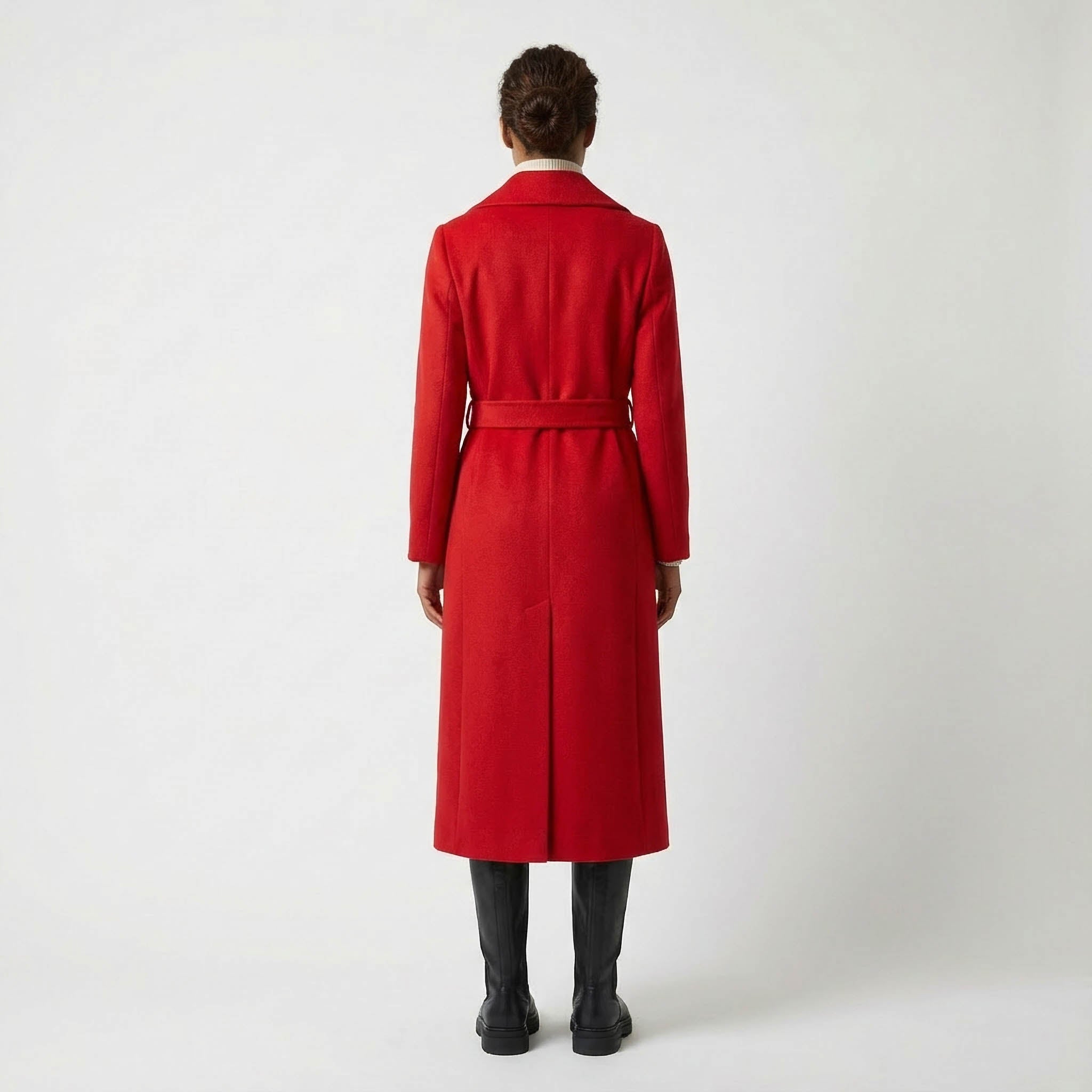 Casaco de Caxemira Pura Crown | Casaco Envolvente Vermelho de Luxo