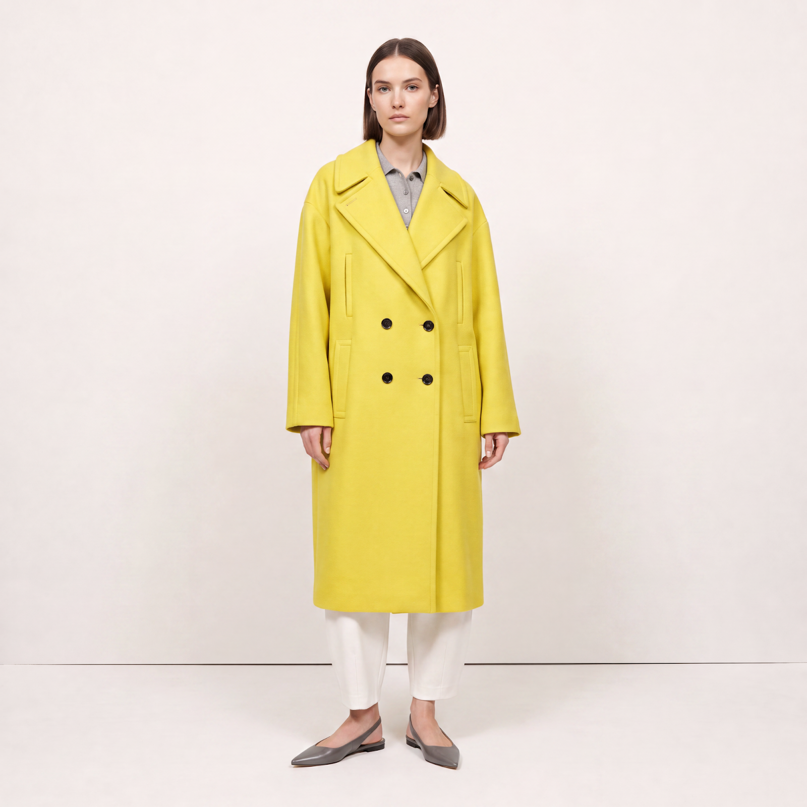Vibrant Yellow Wool Coat