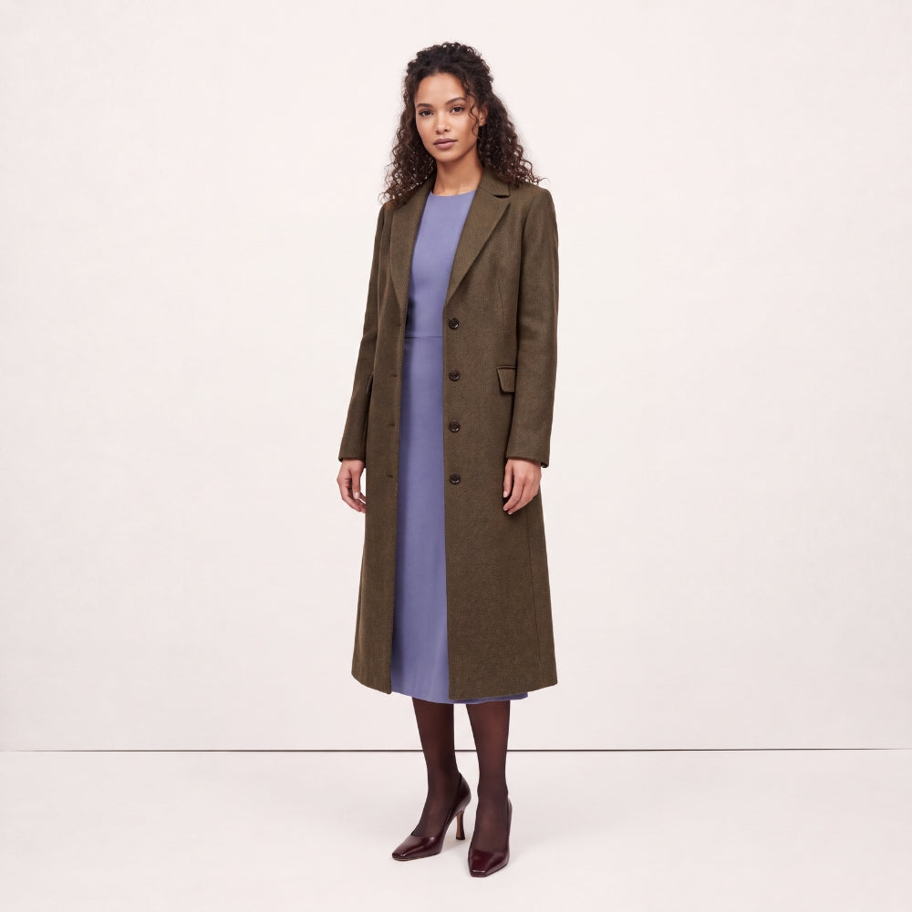 The Hampstead | Skreddersydd enspent kåpe med mye ull - Khaki