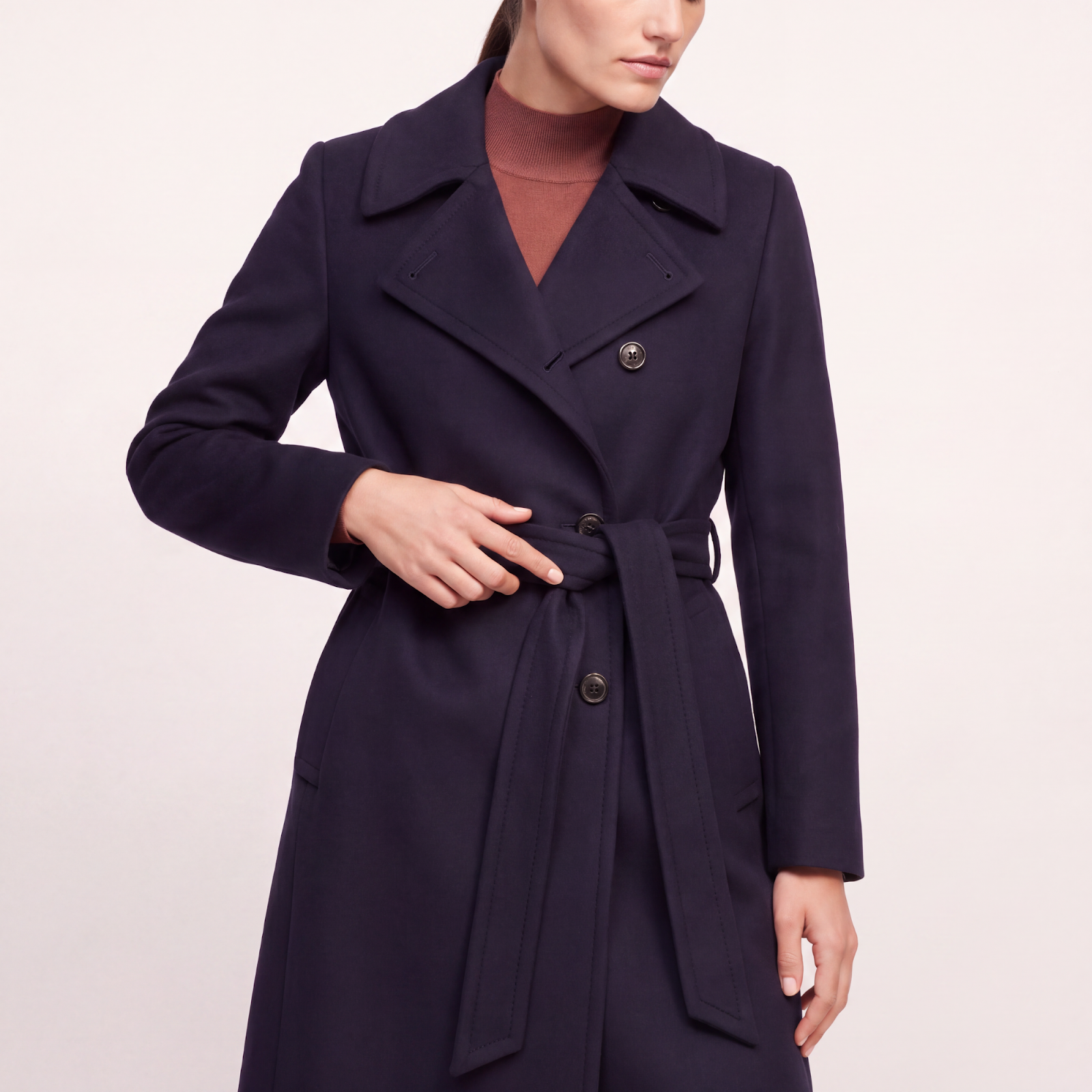 Marylebone Navy Wool Cashmere Coat