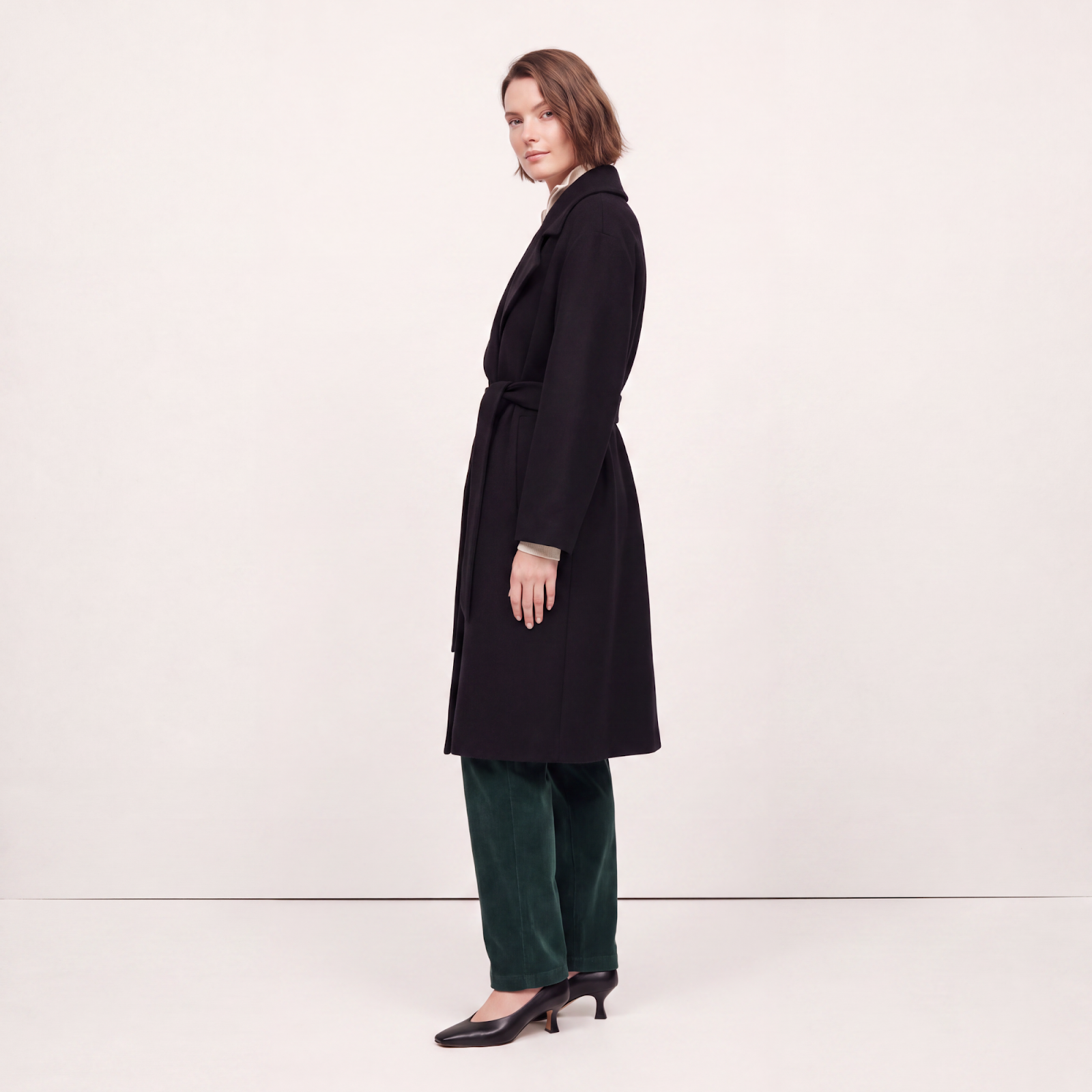 Bond Black Boiled Wool Coat