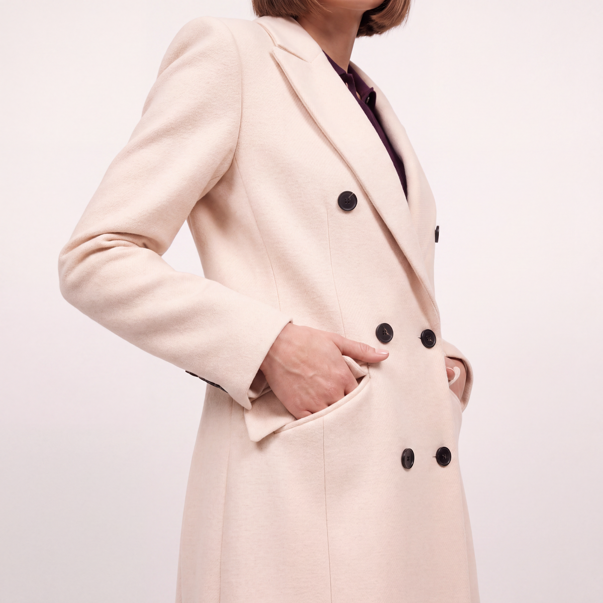 Classic Midi Cream Wool Coat