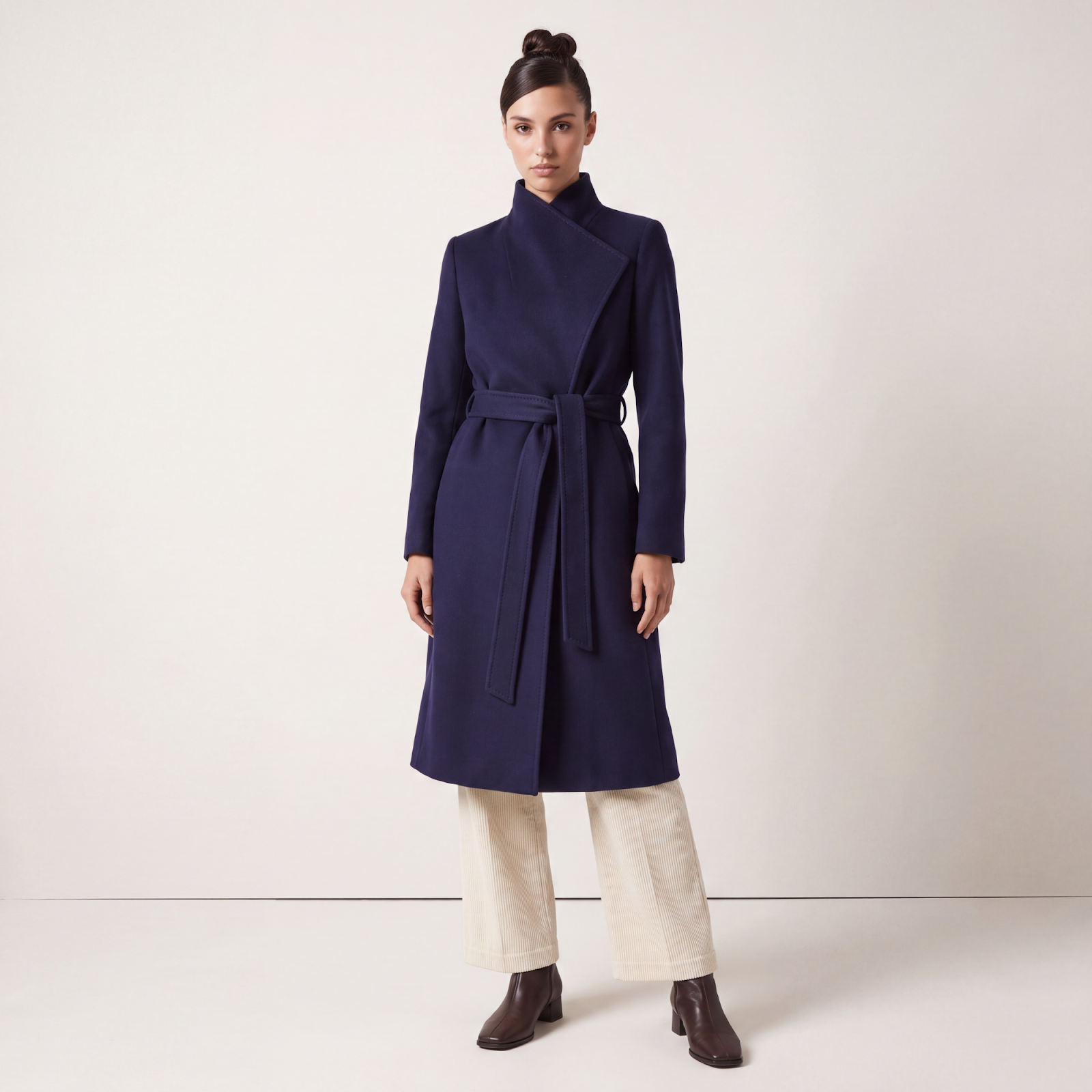 Elara Navy Cashmere Coat