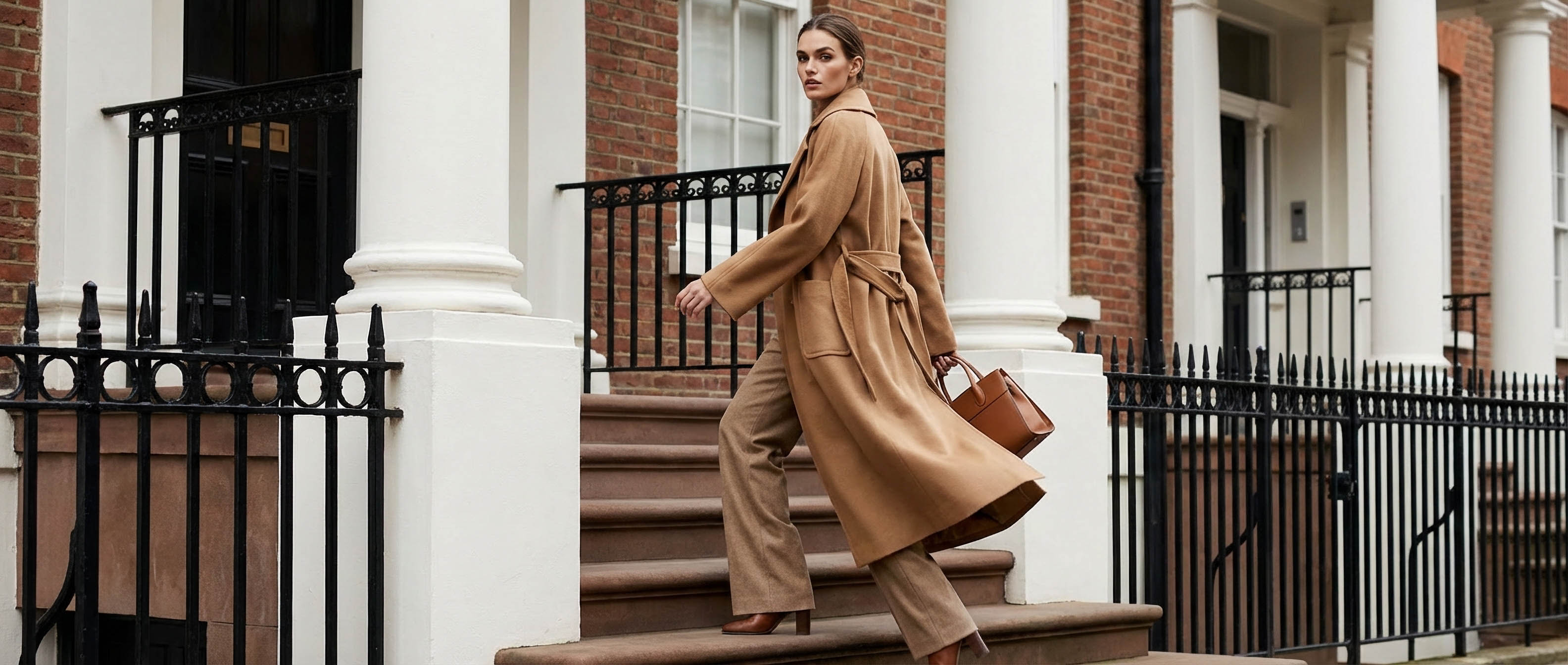 Women with cashmere camel coat