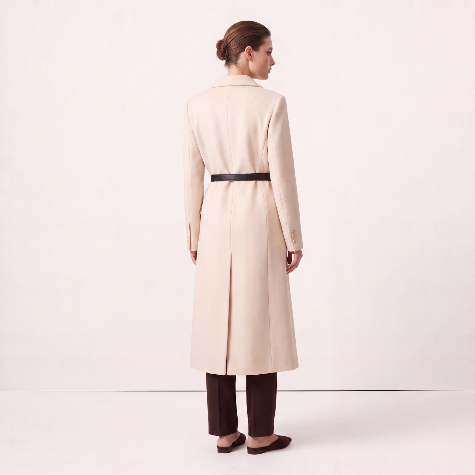 Cream Wool Statement Belt Coat