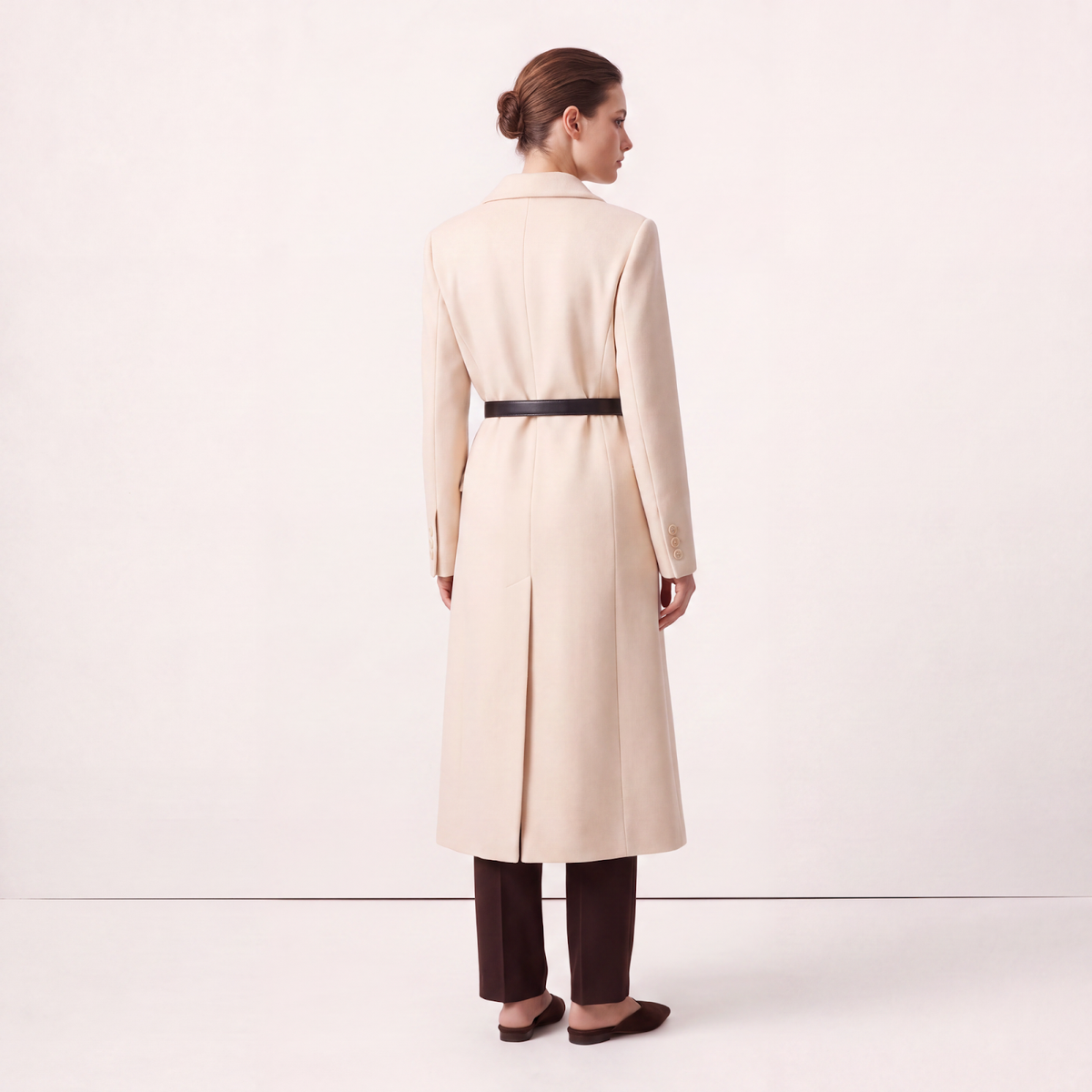 Cream Wool Statement Belt Coat