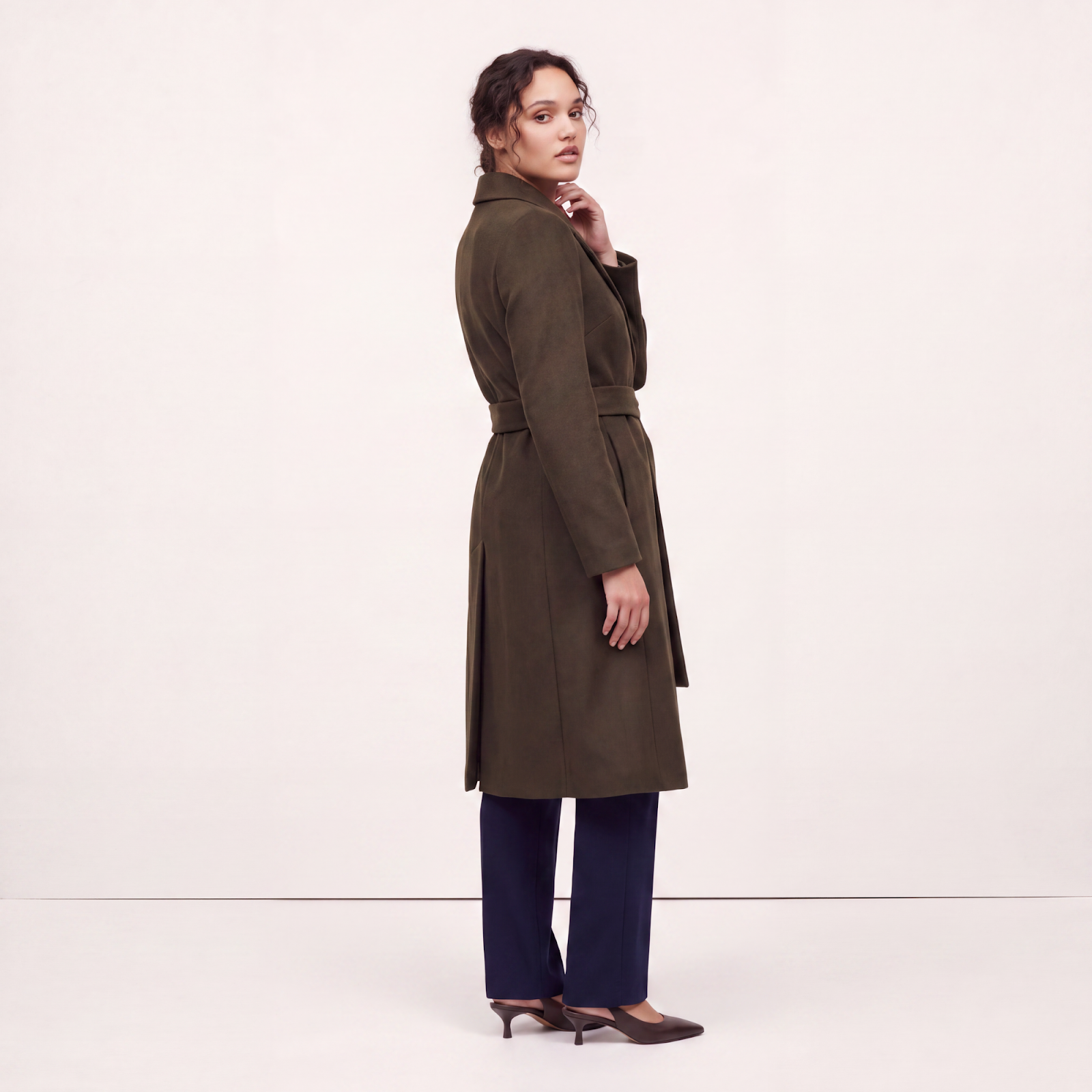 Sutton Wrap Coat Dark Olive - Detail