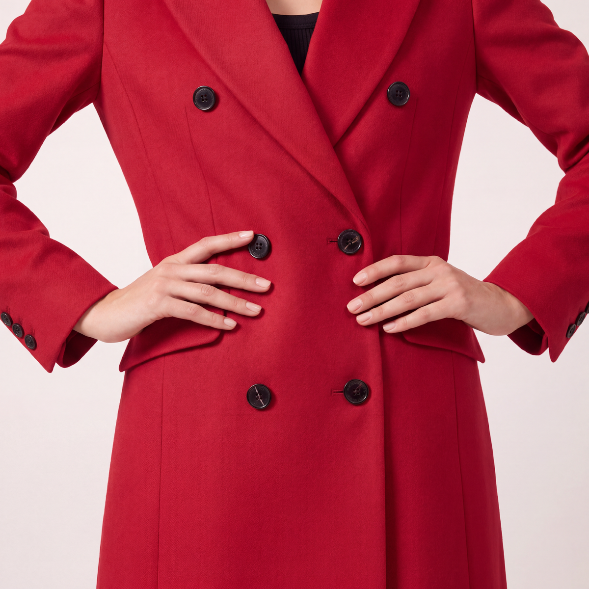 Power Shoulder Red Wool Coat