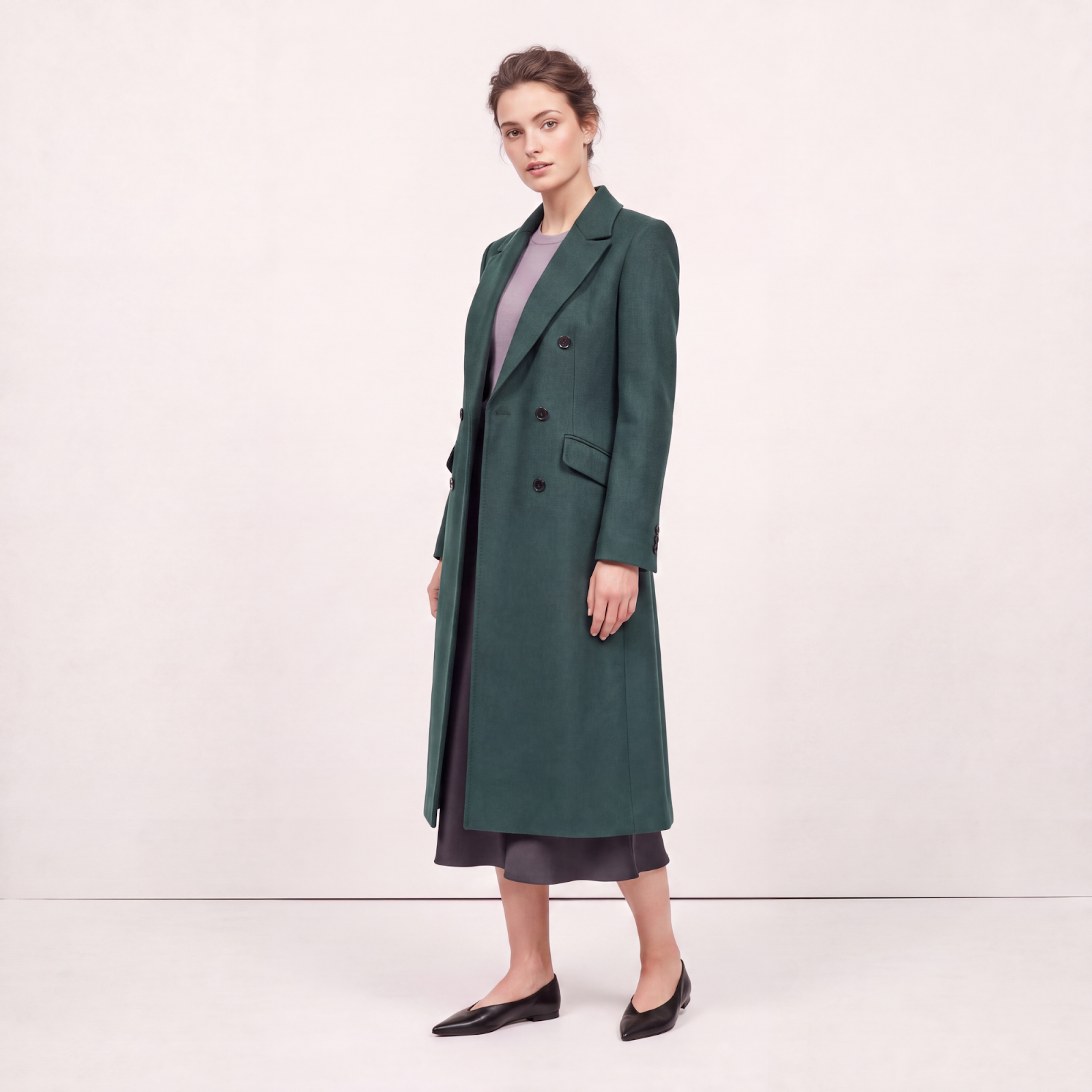 Tailored Emerald Green Double-Breasted Wool Blend Coat – The