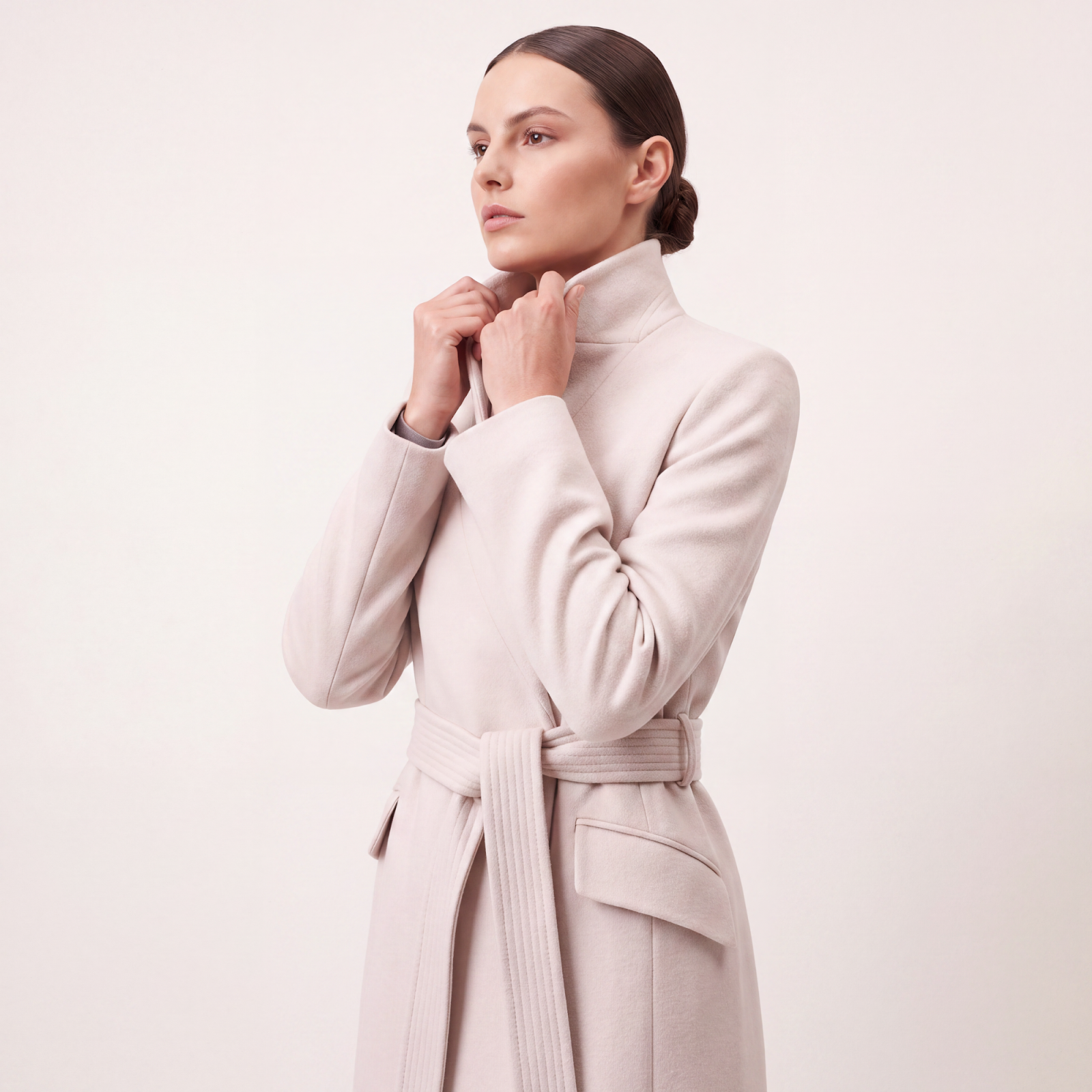 Luxury Belted High Collar Coat