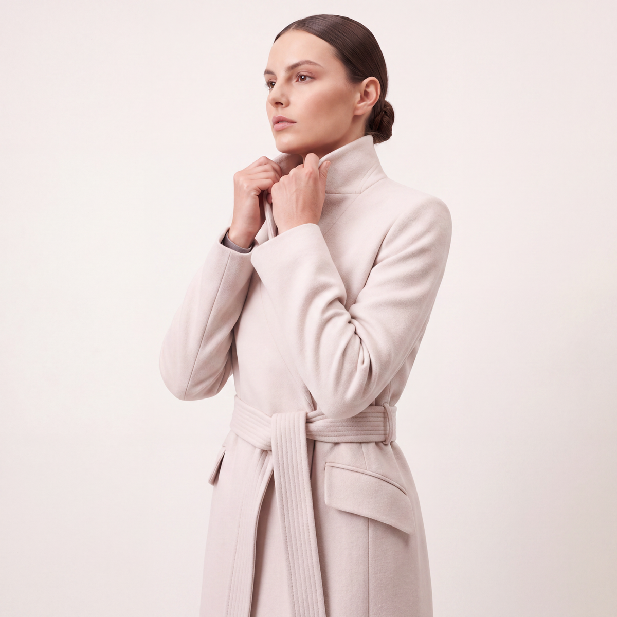 Luxury Belted High Collar Coat