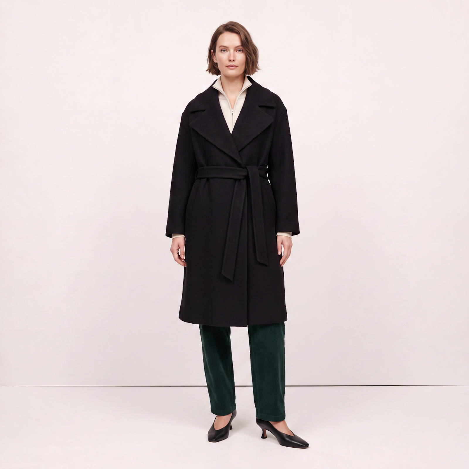 Bond Black Boiled Wool Coat