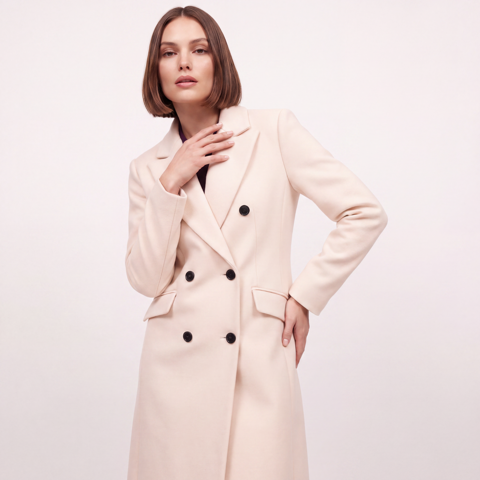 Classic Midi Cream Wool Coat