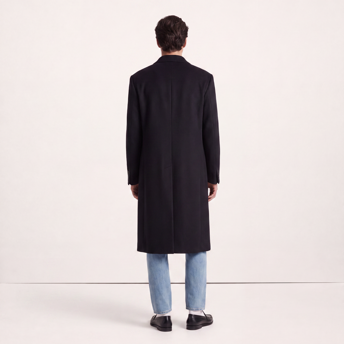 Visconti Black Italian Cashmere Overcoat