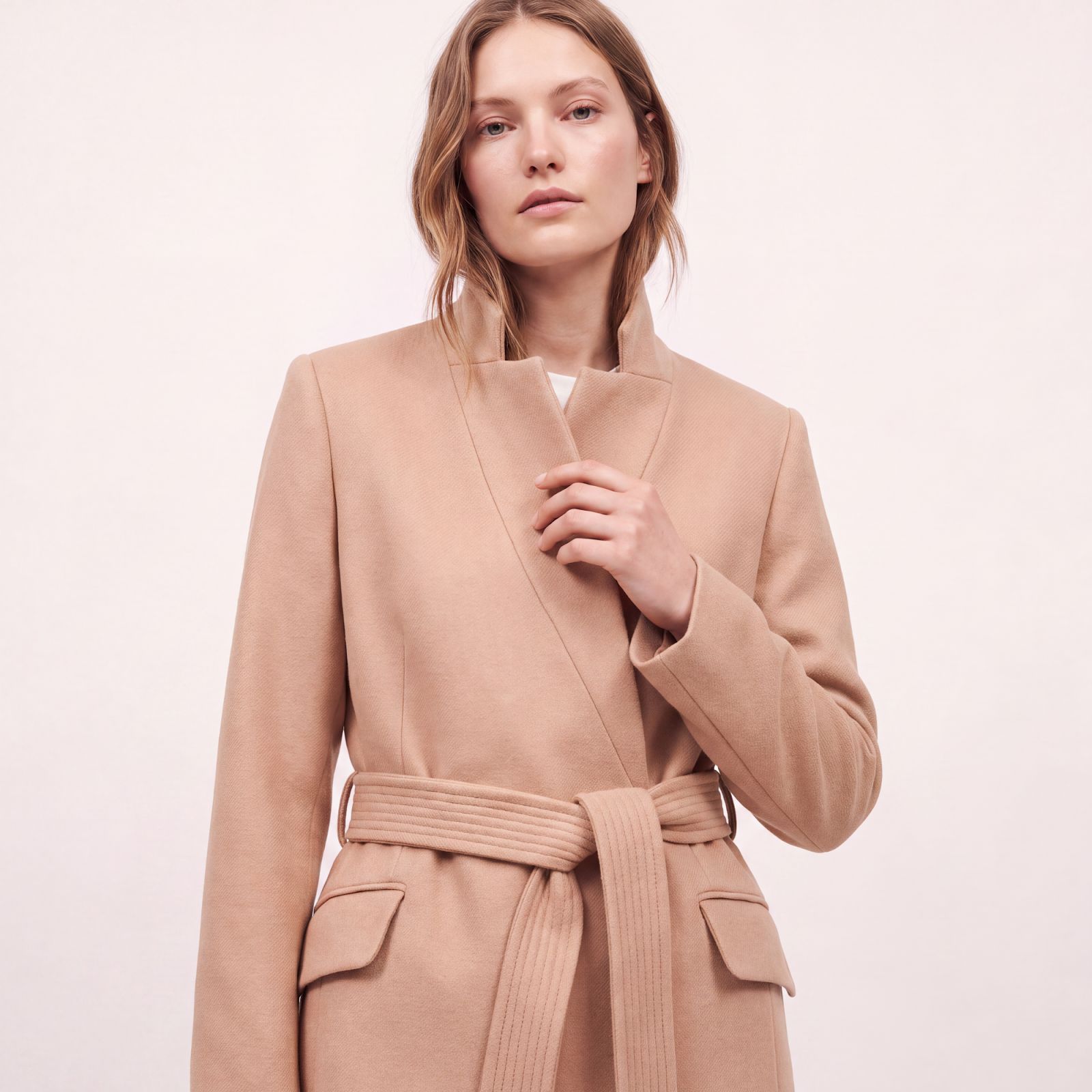 Classic Camel Wool Wrap Coat