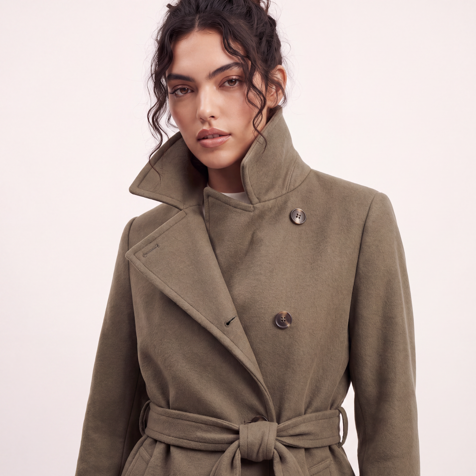Shoreditch Olive Short Wool Coat