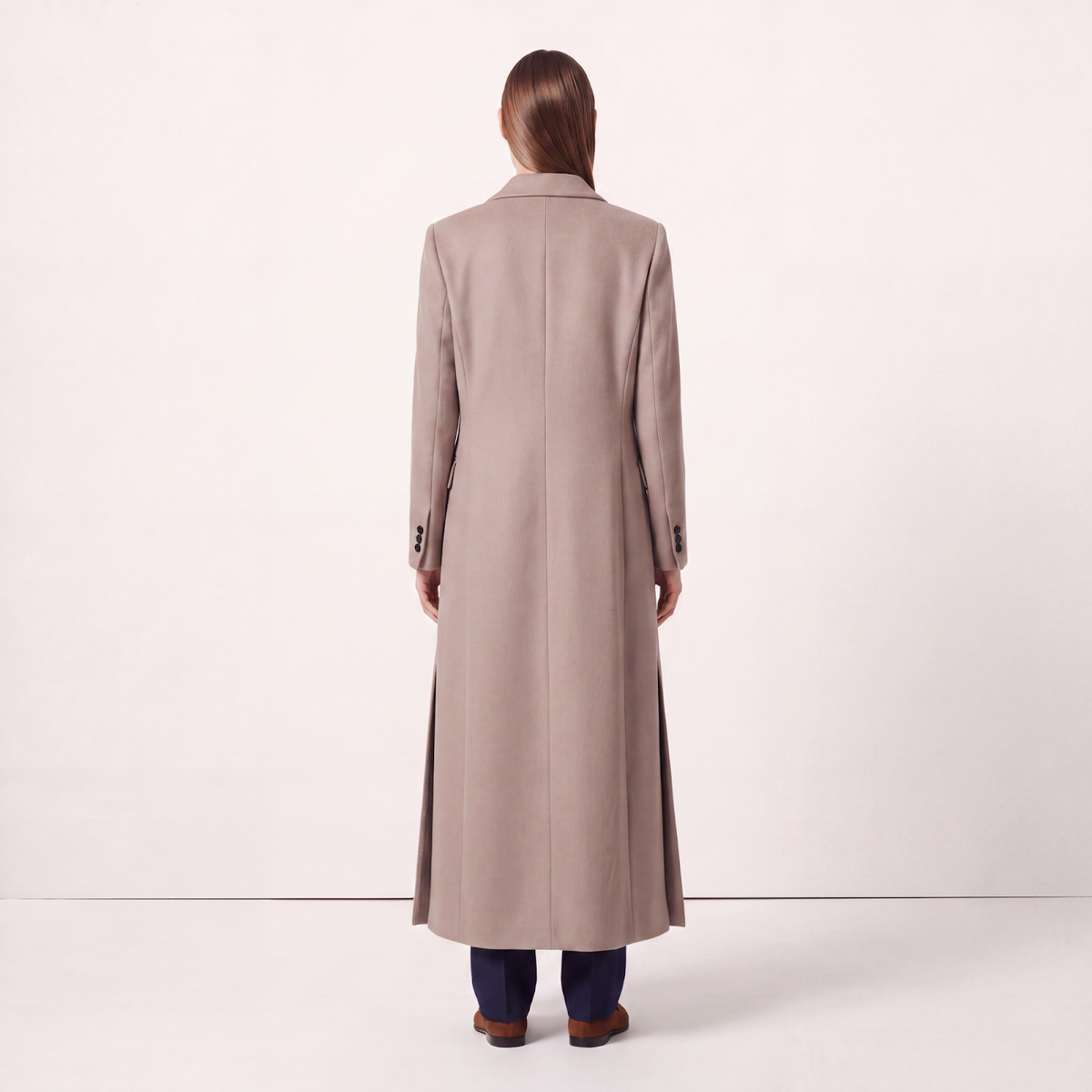 High Side Slits Taupe Wool Coat