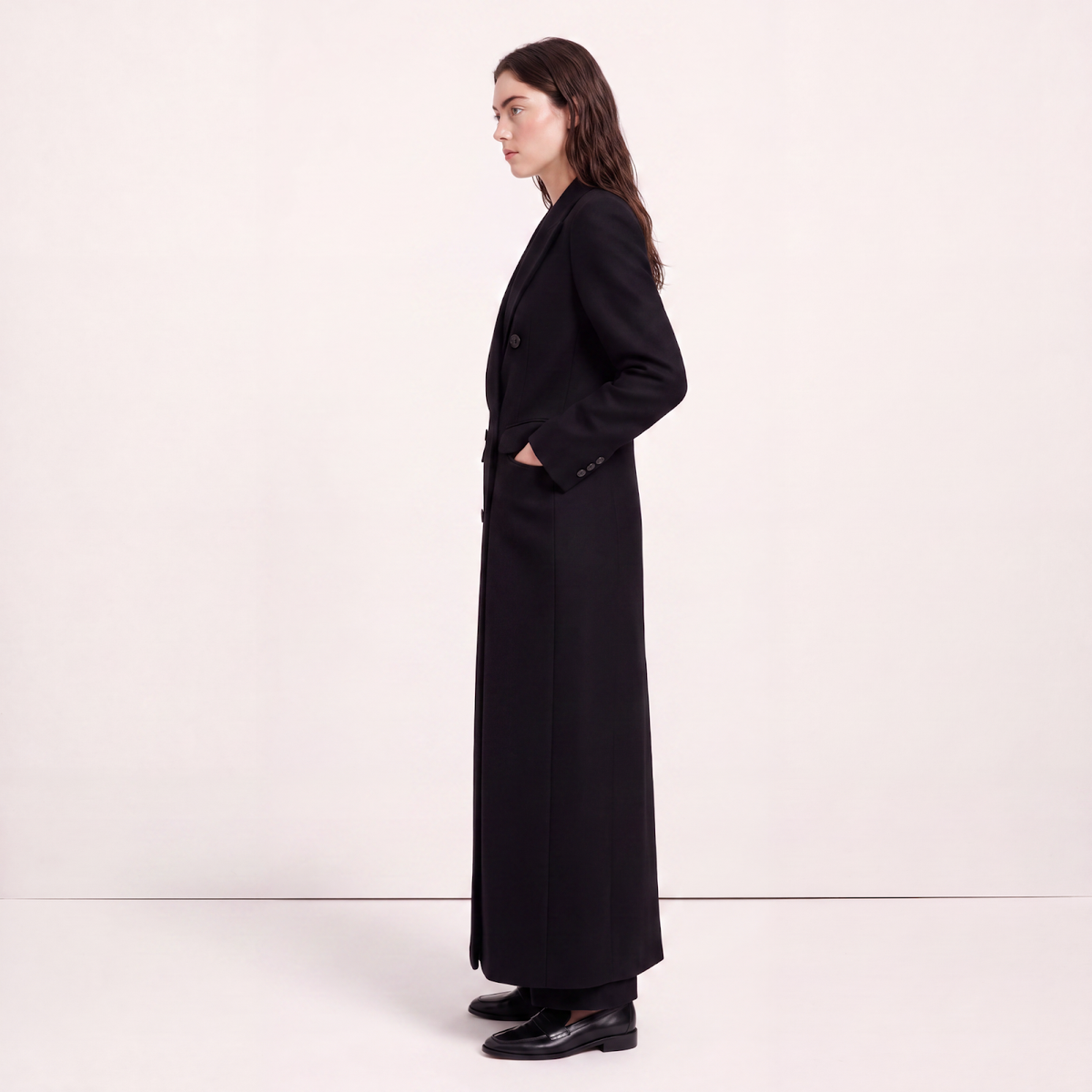 Dramatic Maxi Black Wool Coat