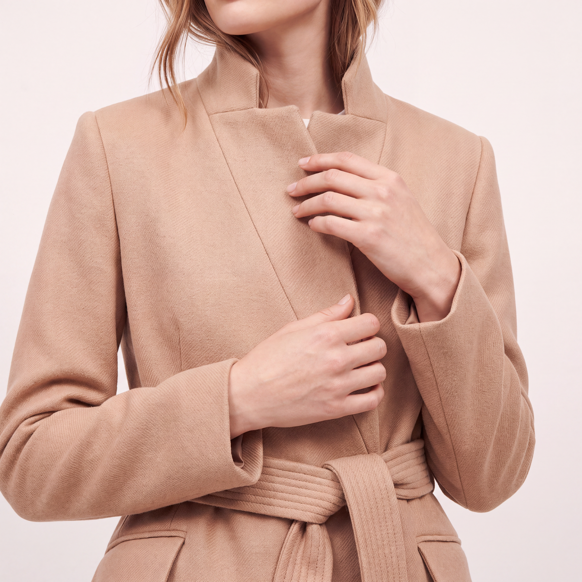 Classic Camel Wool Wrap Coat