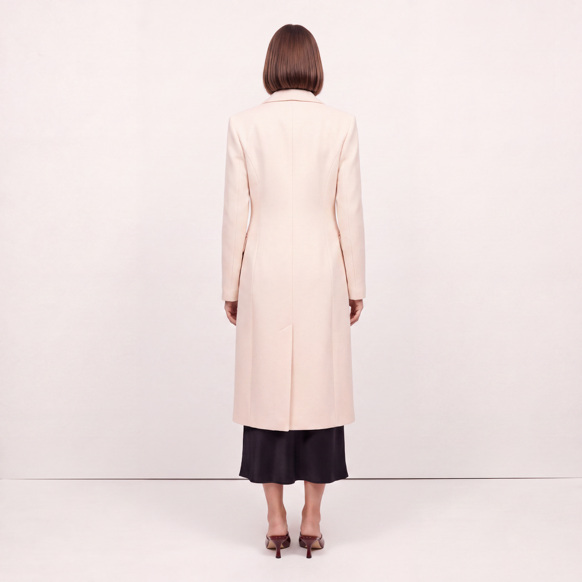 Classic Midi Cream Wool Coat