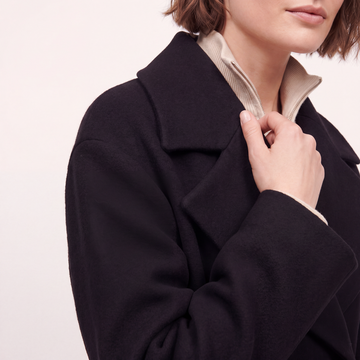 Bond Black Boiled Wool Coat