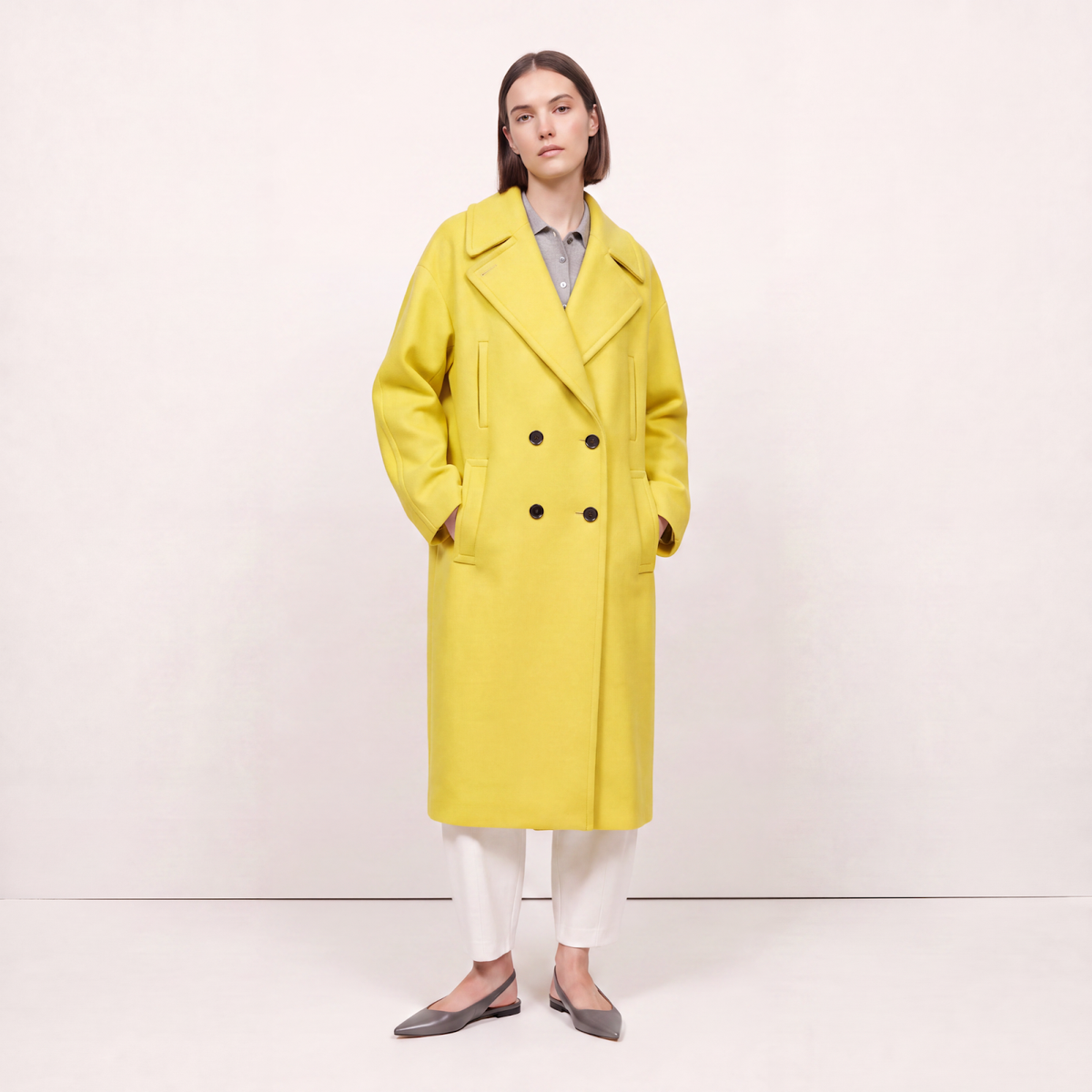 Vibrant Yellow Wool Coat