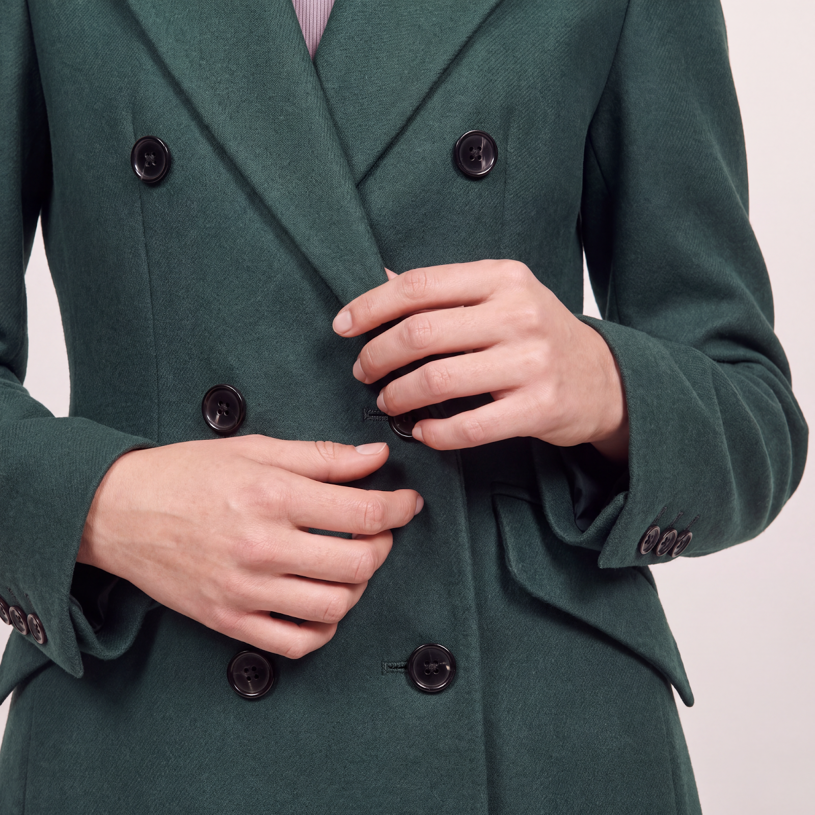 Tailored Emerald Green Double-Breasted Wool Blend Coat – The