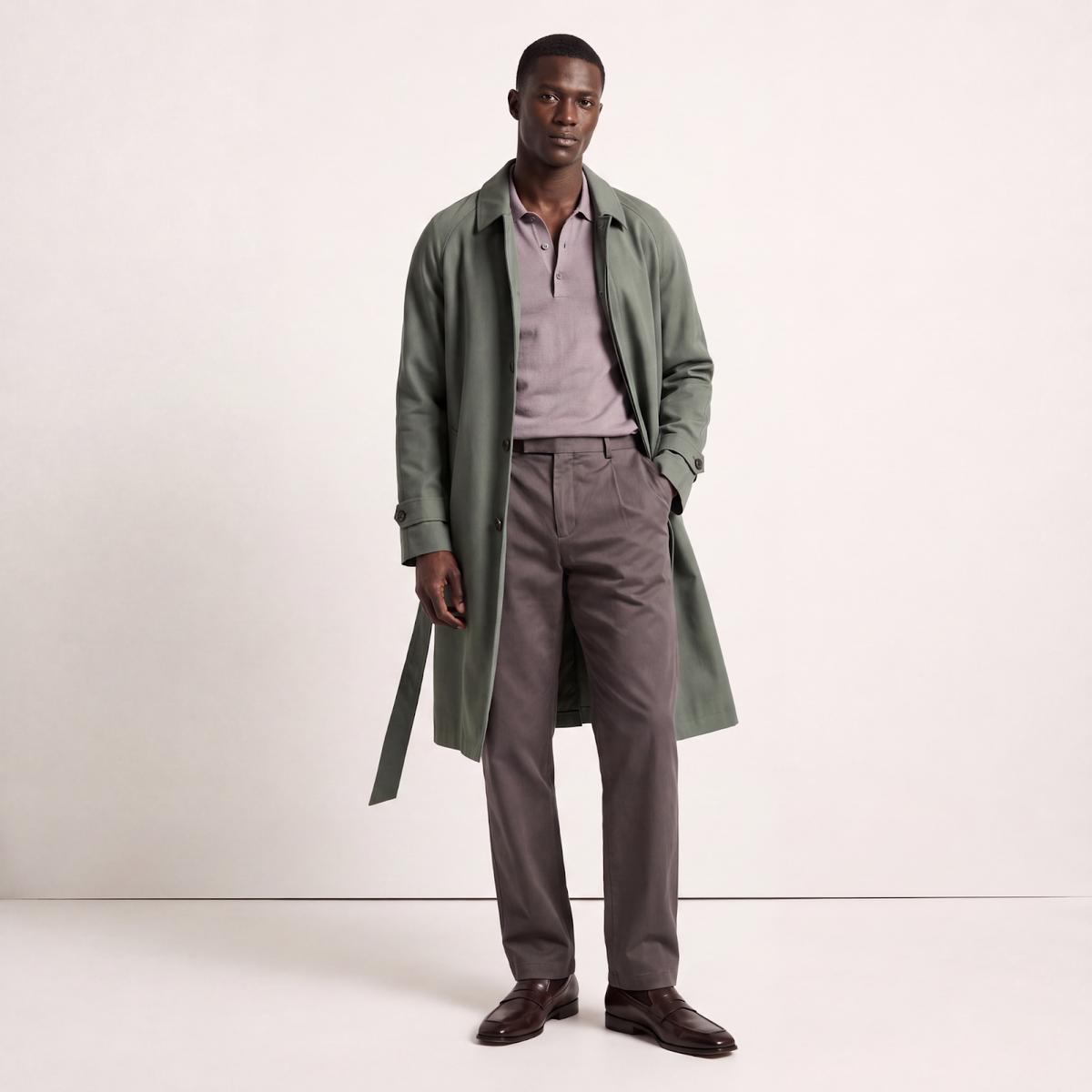 Mayfair Moss Sage Green Trench Coat