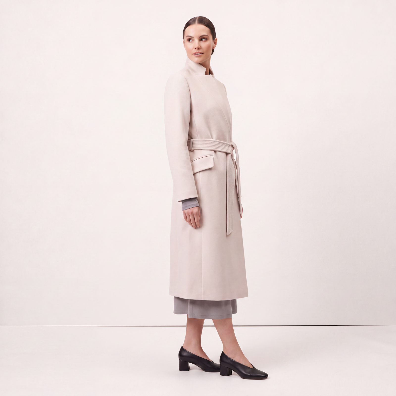 Luxury Belted High Collar Coat
