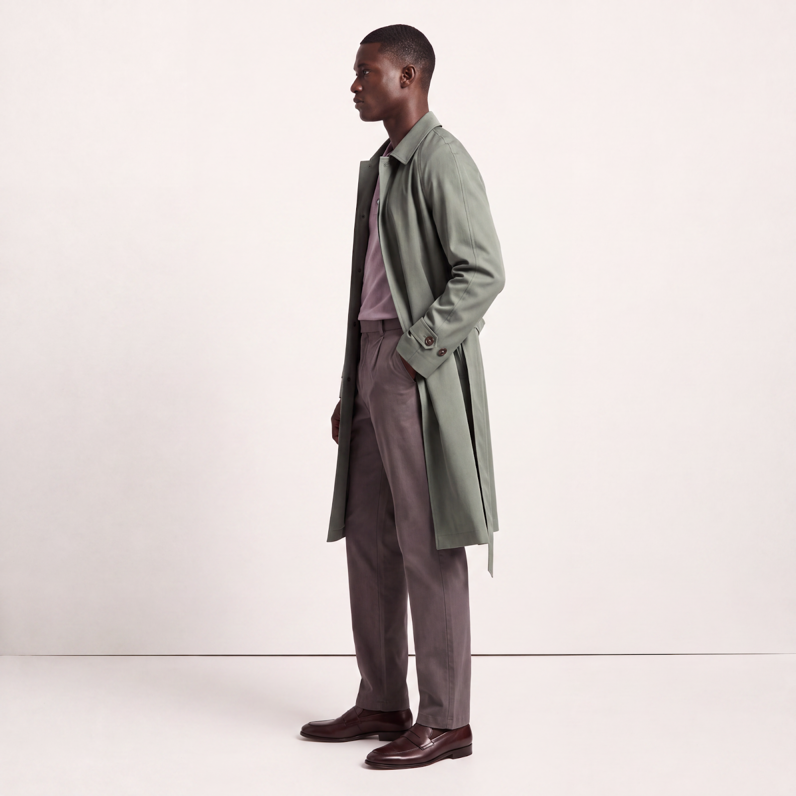 Mayfair Moss Sage Green Trench Coat