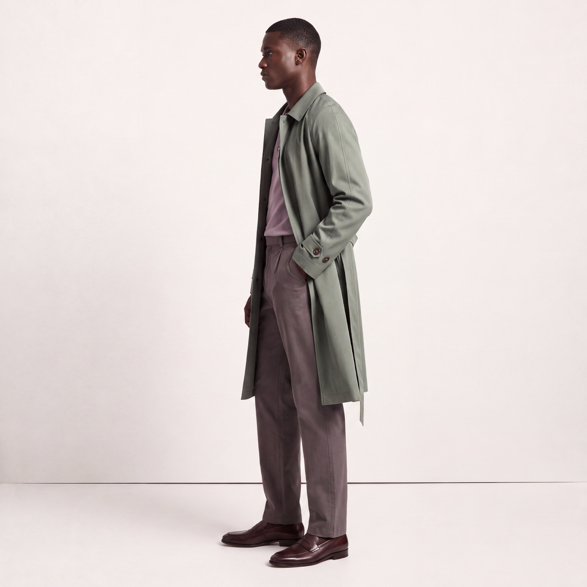 Mayfair Moss Sage Green Trench Coat