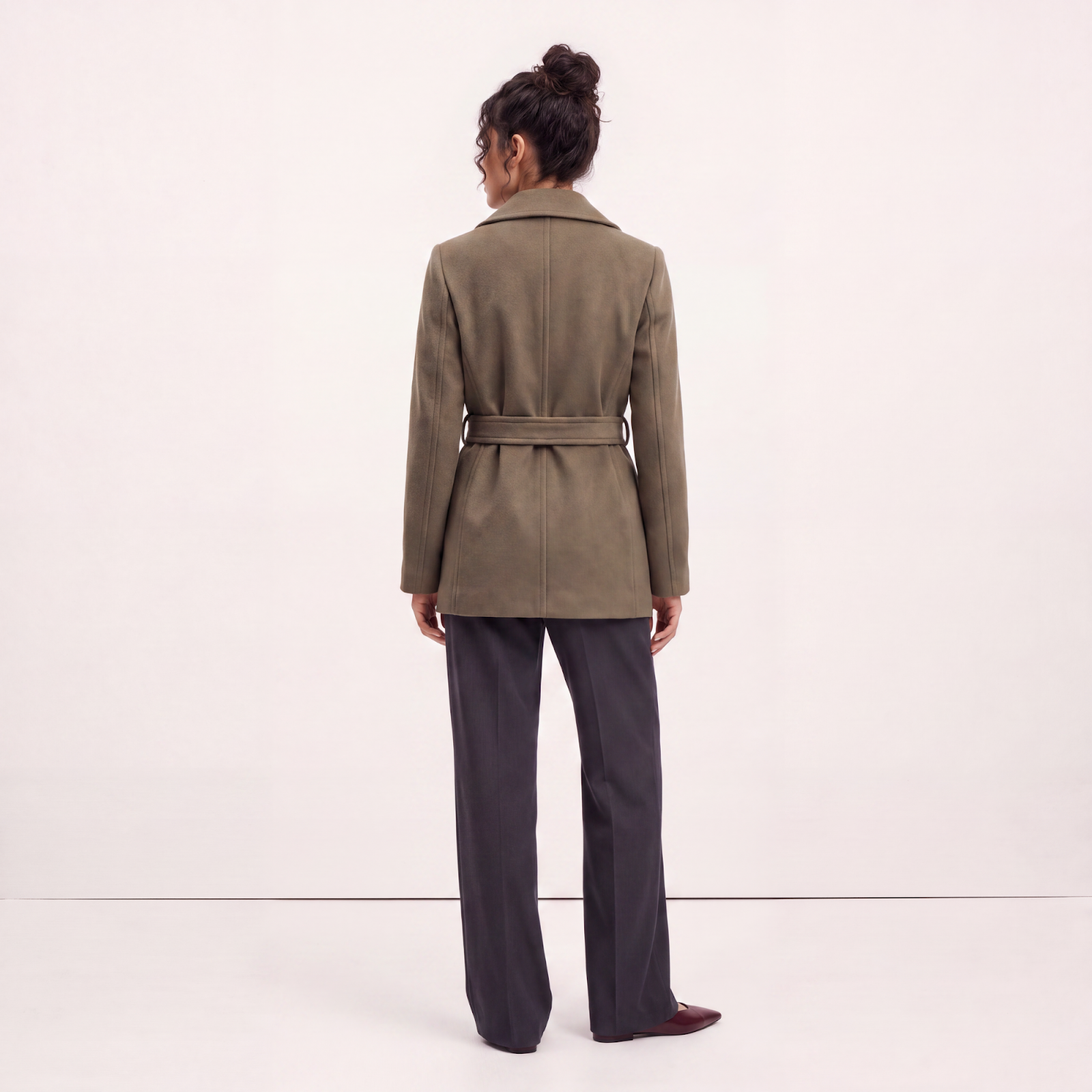 Shoreditch Olive Short Wool Coat