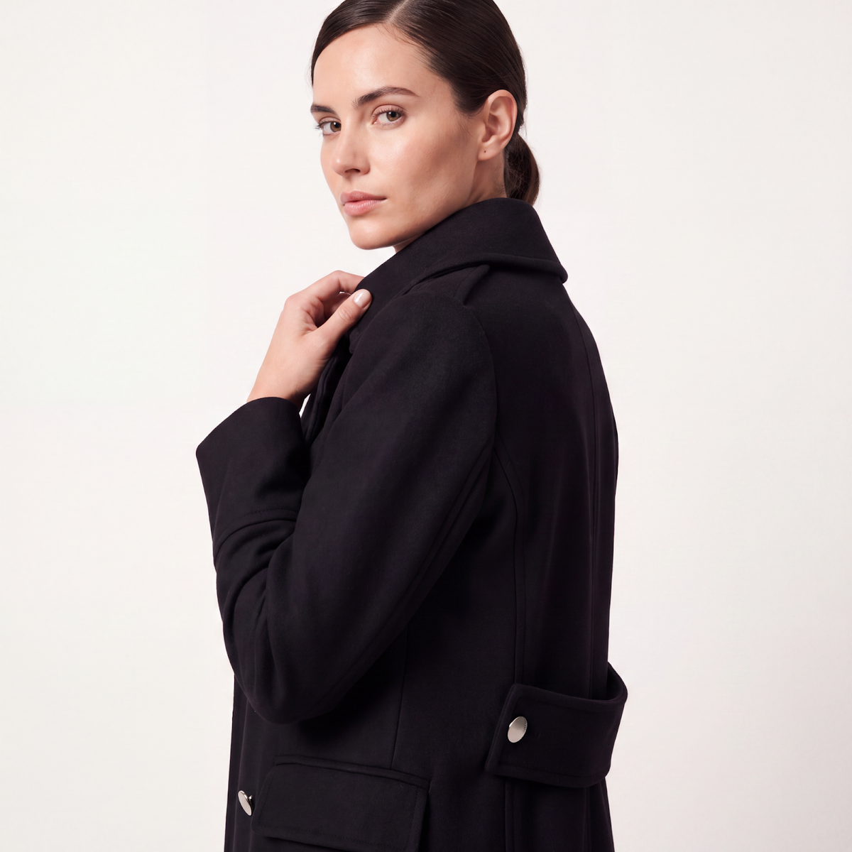 Statement Black Double-Breasted Wool Coat