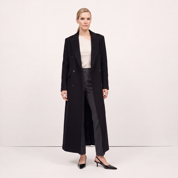Noir Signature Full-Length Black 100% Cashmere Coat – The