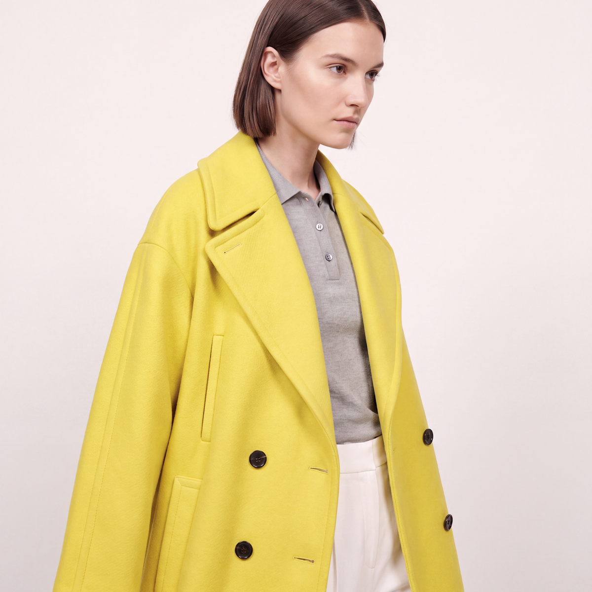 Vibrant Yellow Wool Coat