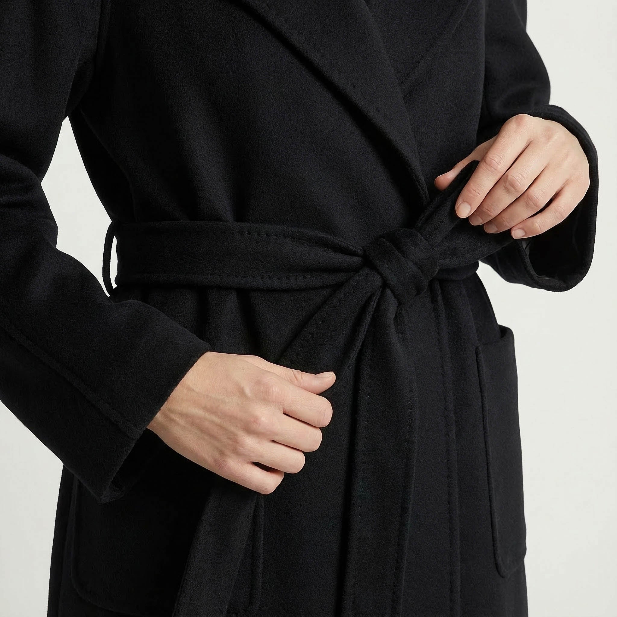 Luna Kiyora 100% czysty włoski kaszmir długi płaszcz - czarny