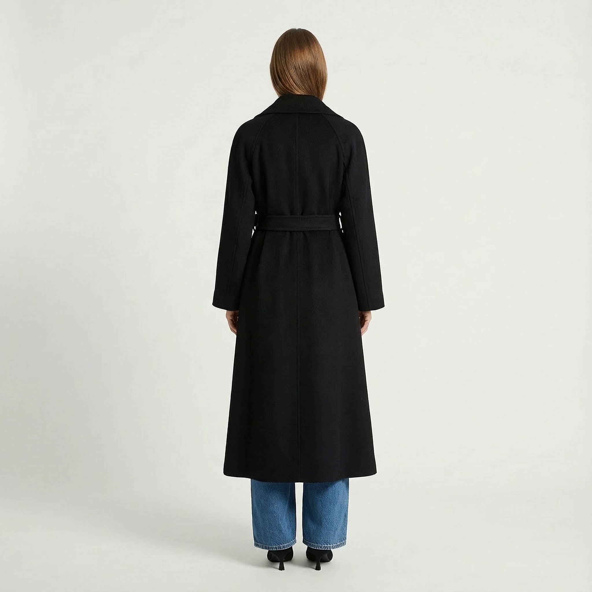 Luna Kiyora 100% Pure Italian Cashmere Long Coat - Black