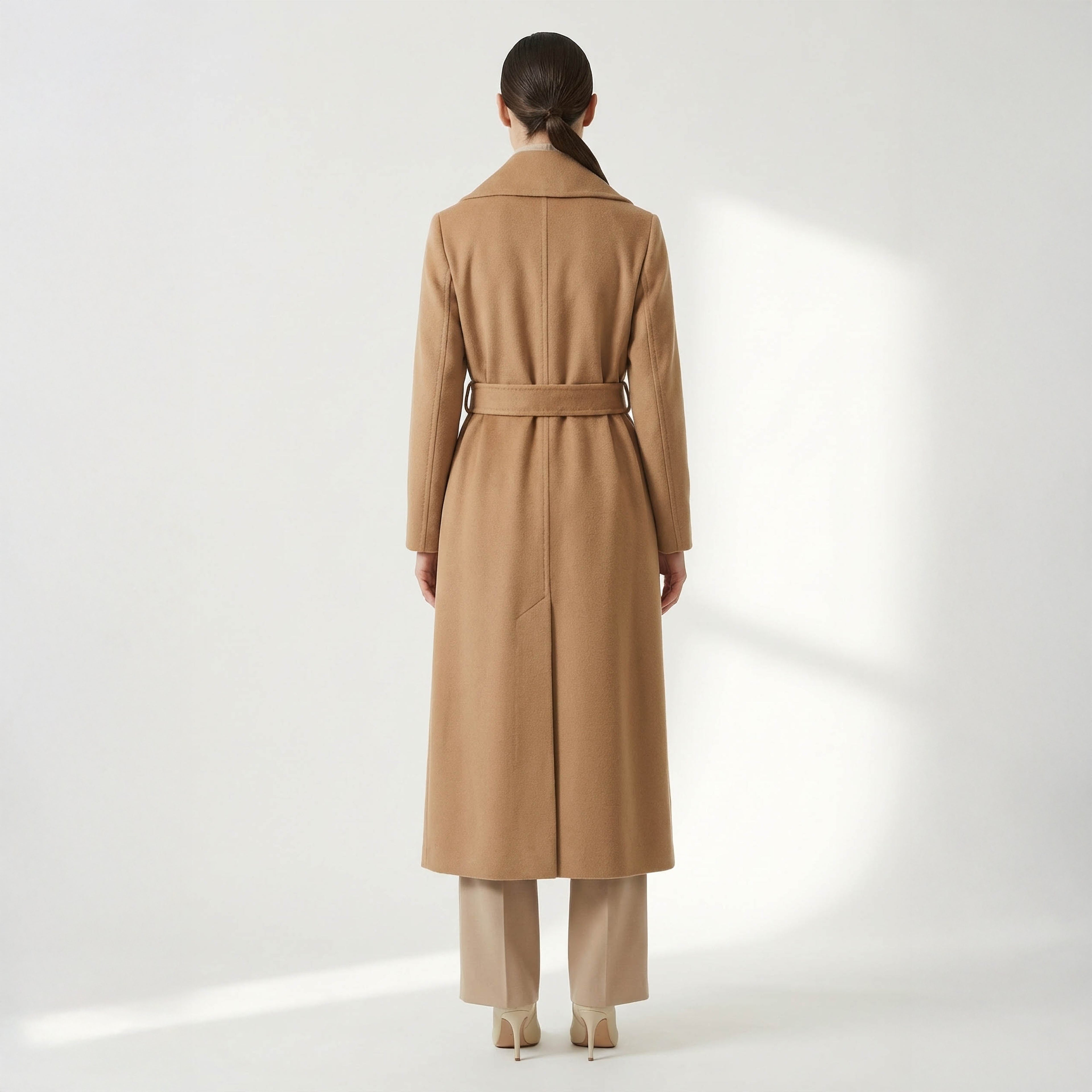 Crown Pure Cashmere Coat | Luxury Camel Wrap Coat
