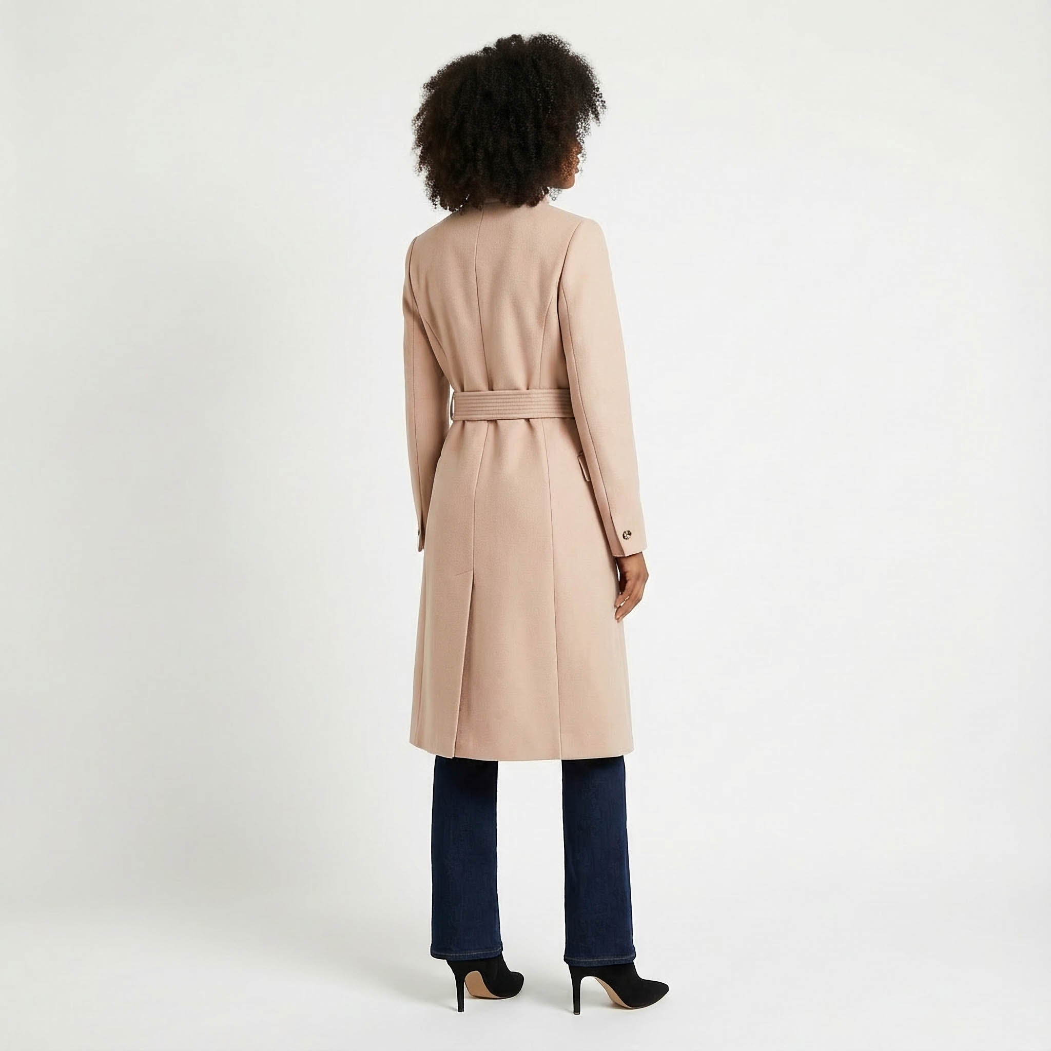 Classic Camel Wool Wrap Coat with Belt