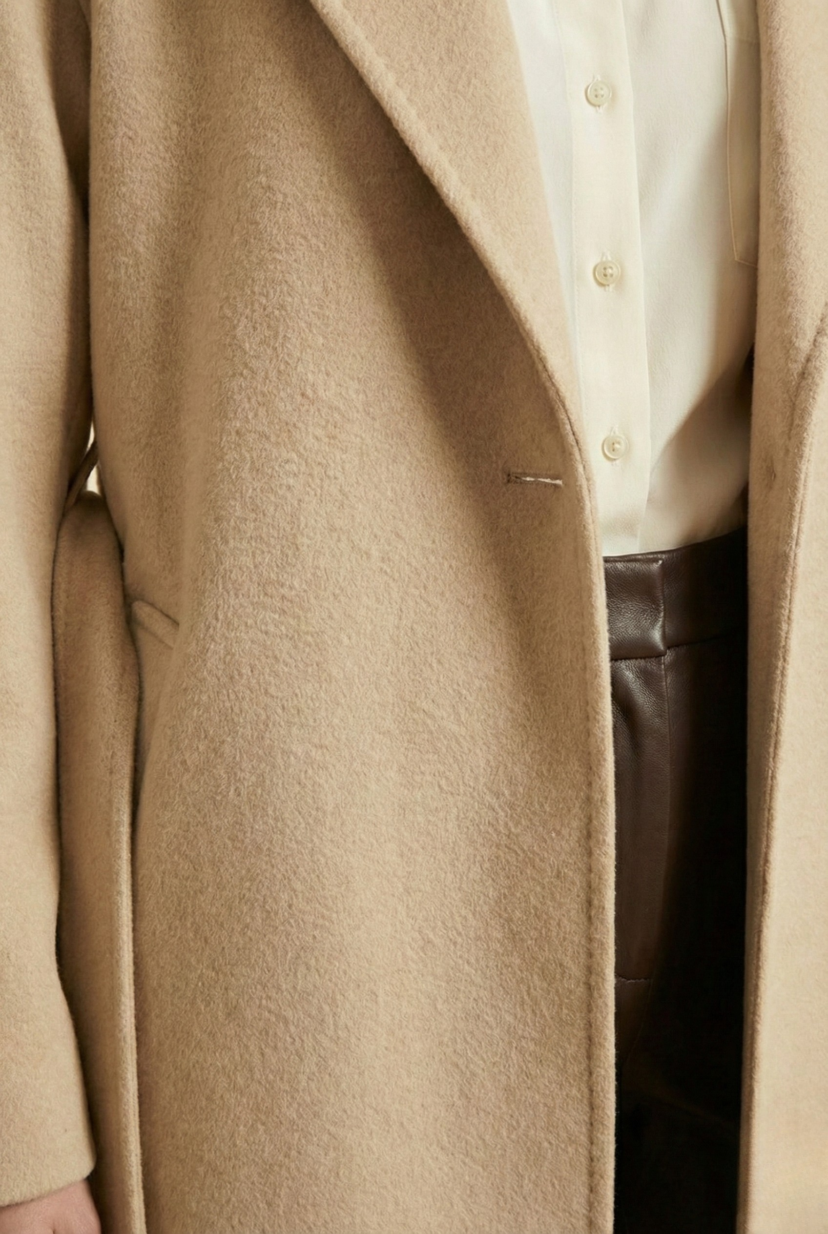 Clara Premium Pure Cashmere Camel Coat | Women's Long Belted Wrap Coat