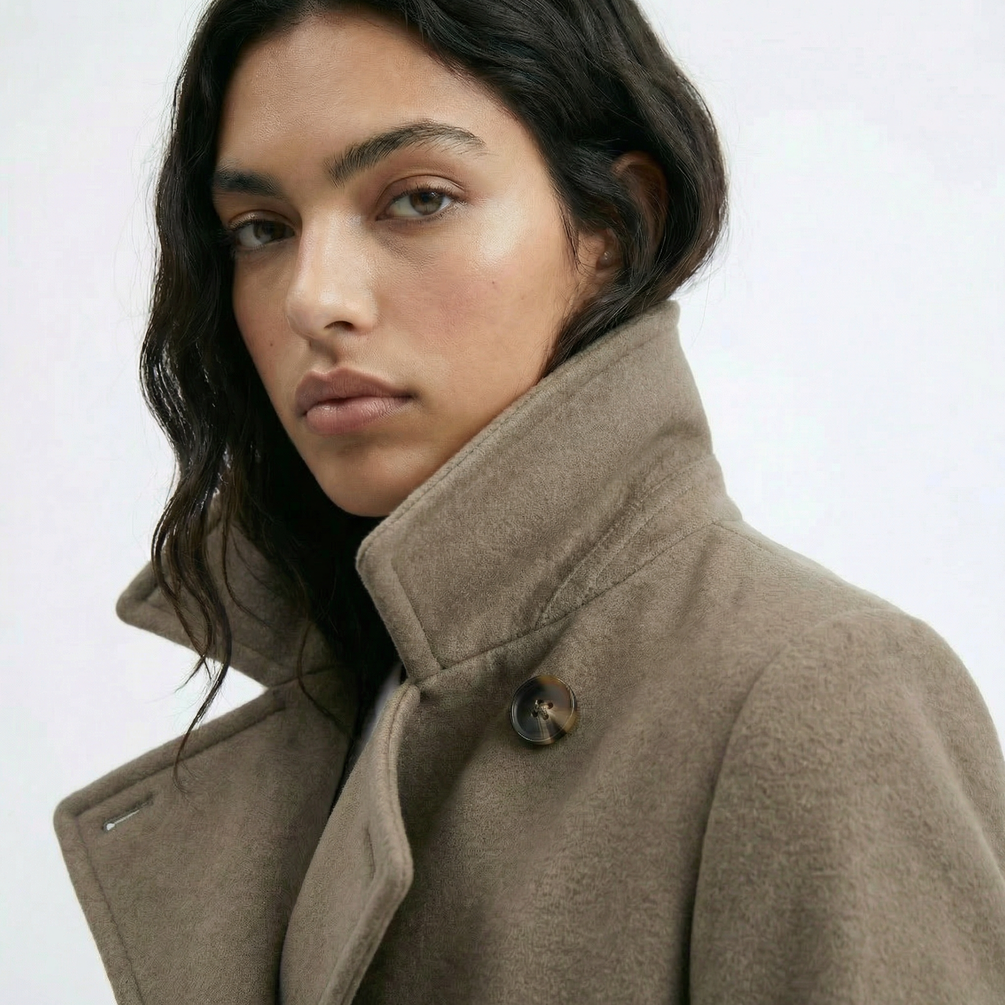 The Shoreditch | Premium Virgin Wool & Cashmere Belted Short Coat - Dusty Olive