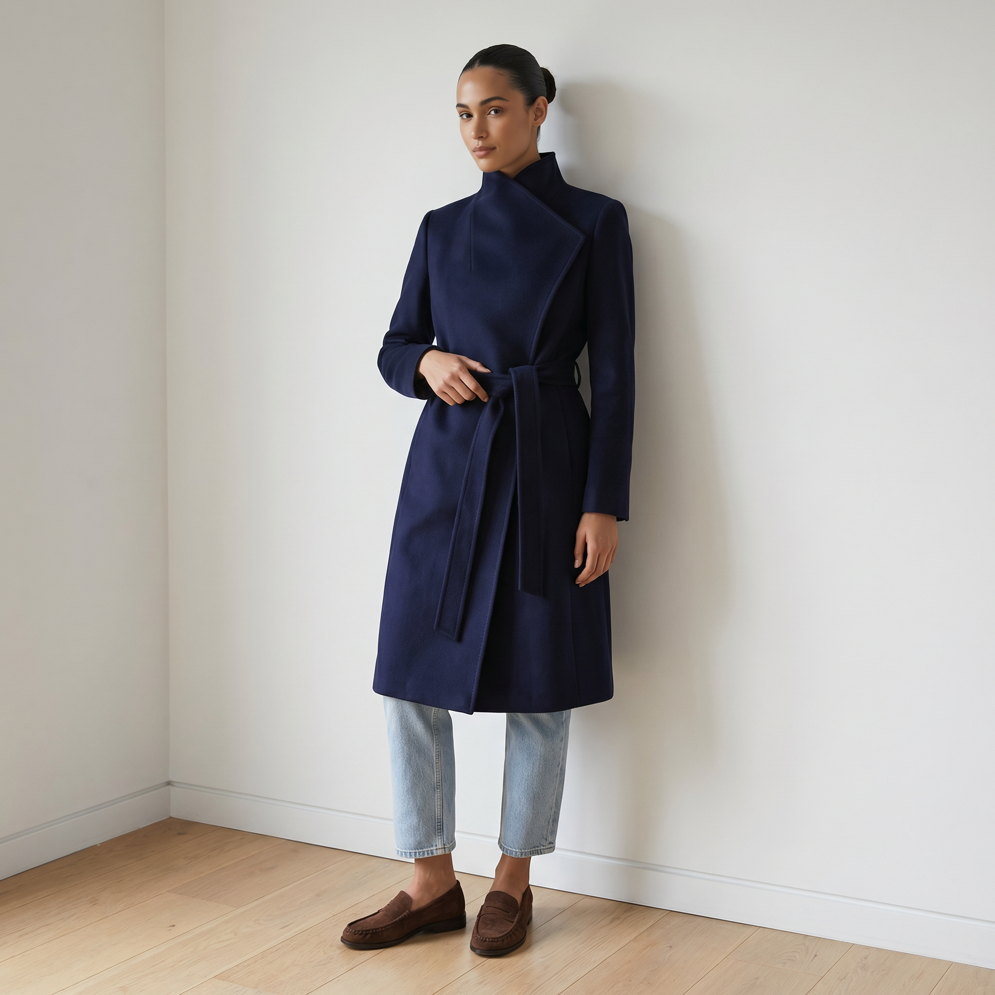 The Elara | 100% ren kashmir maxi-frakke - Navy