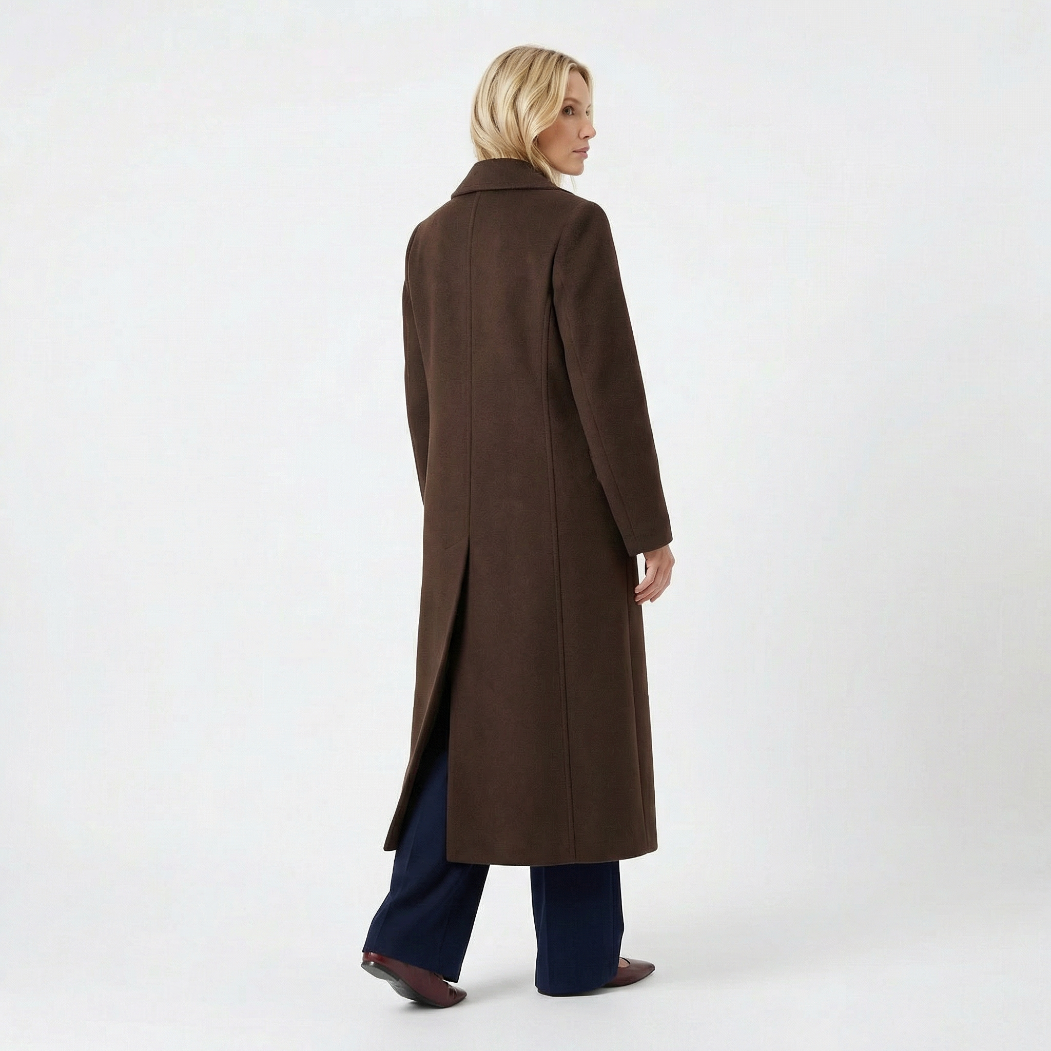 The Piccadilly | Premium Wool &amp; Cashmere Ankle-Length Relaxed Coat Chocolate Brown