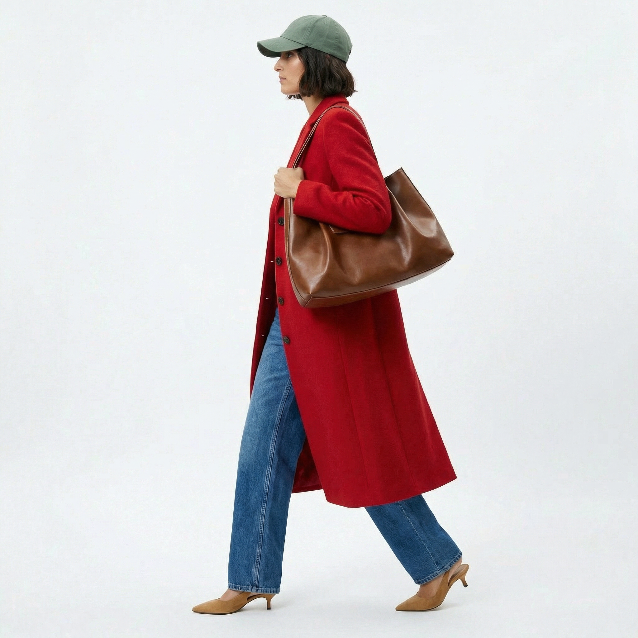 The Hampstead | Manteau ajusté à simple boutonnage en laine vierge 100 % pure - Rouge