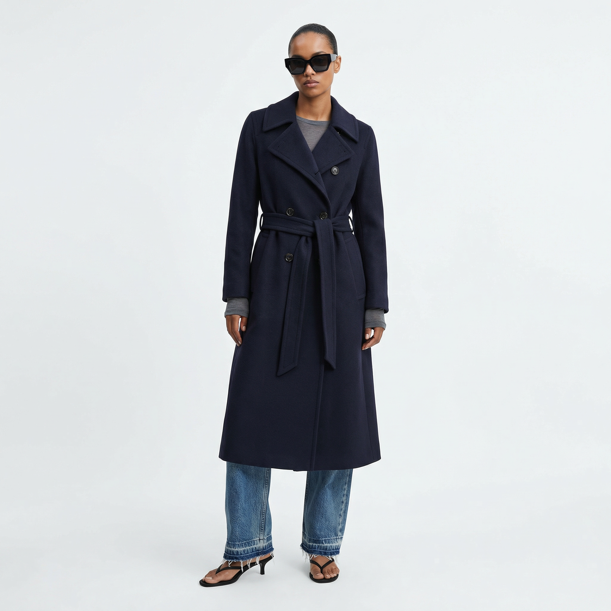 The Marylebone | Premium Wool & Cashmere Blend Lined Double-Breasted Coat - Navy