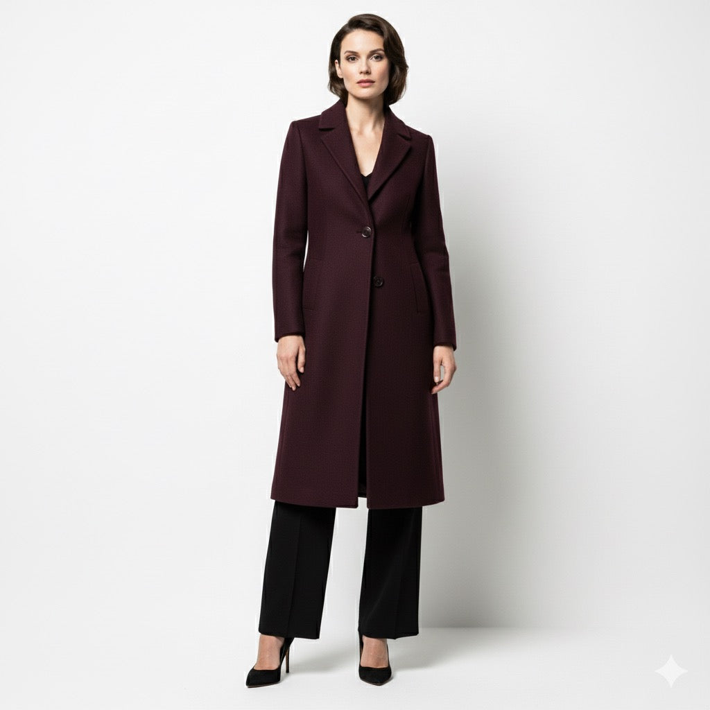 The Timeless Elegance of a Burgundy Evening Long Coat